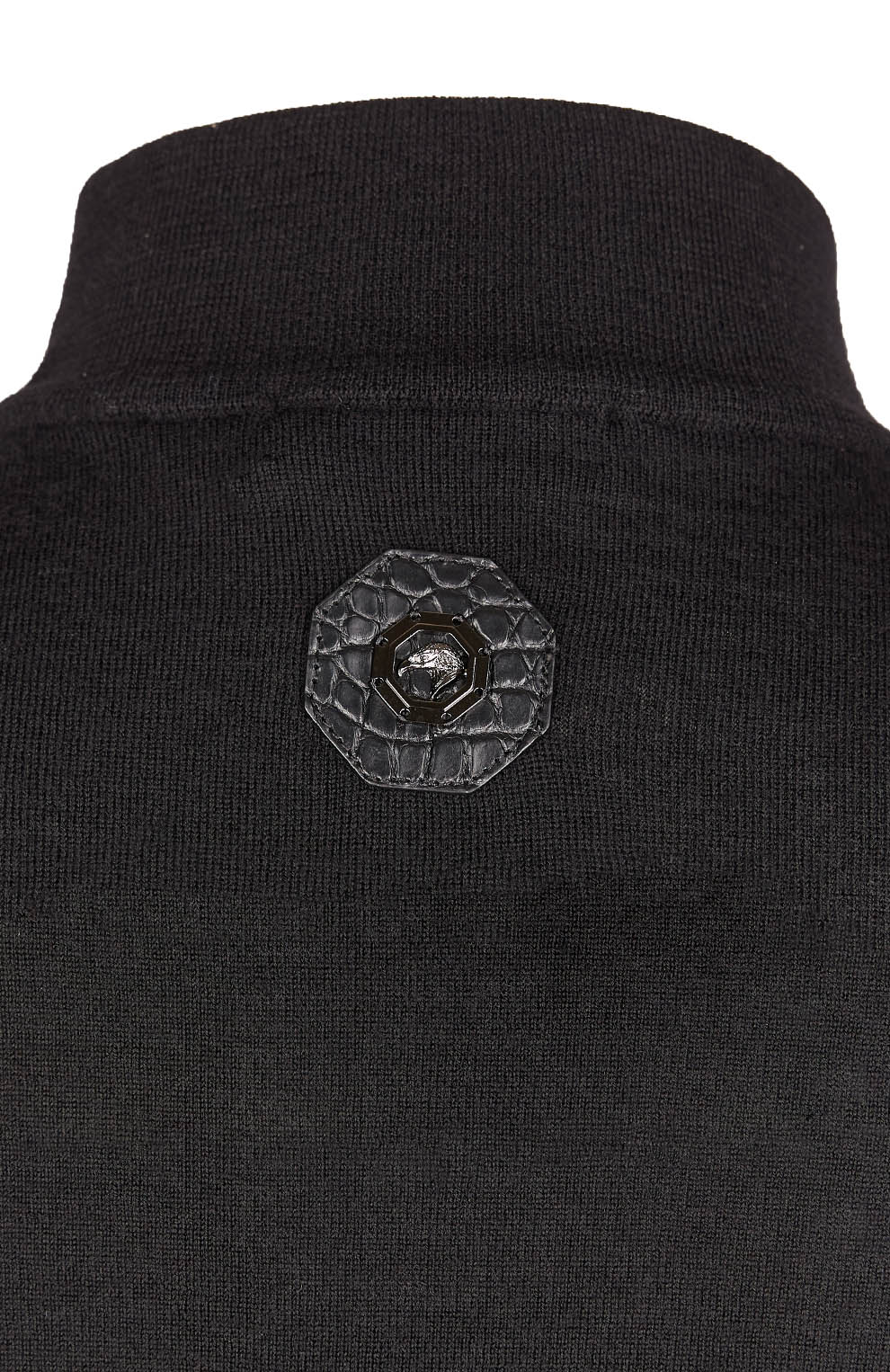 Водолазка из смеси шерсти и шелка с декором из кожи американского аллигатора