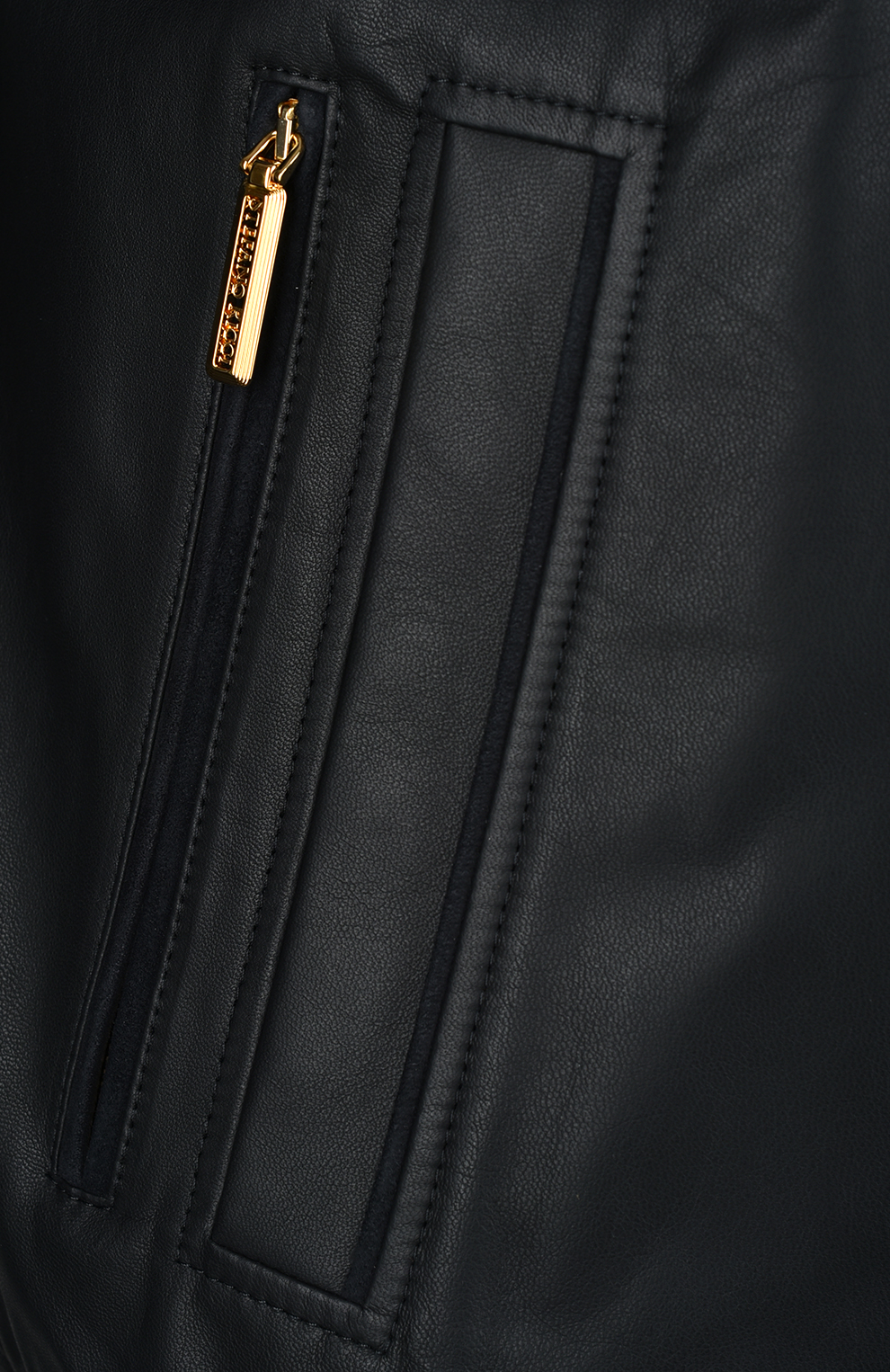 Куртка-бомбер из кожи ягнёнка с декором из овчины