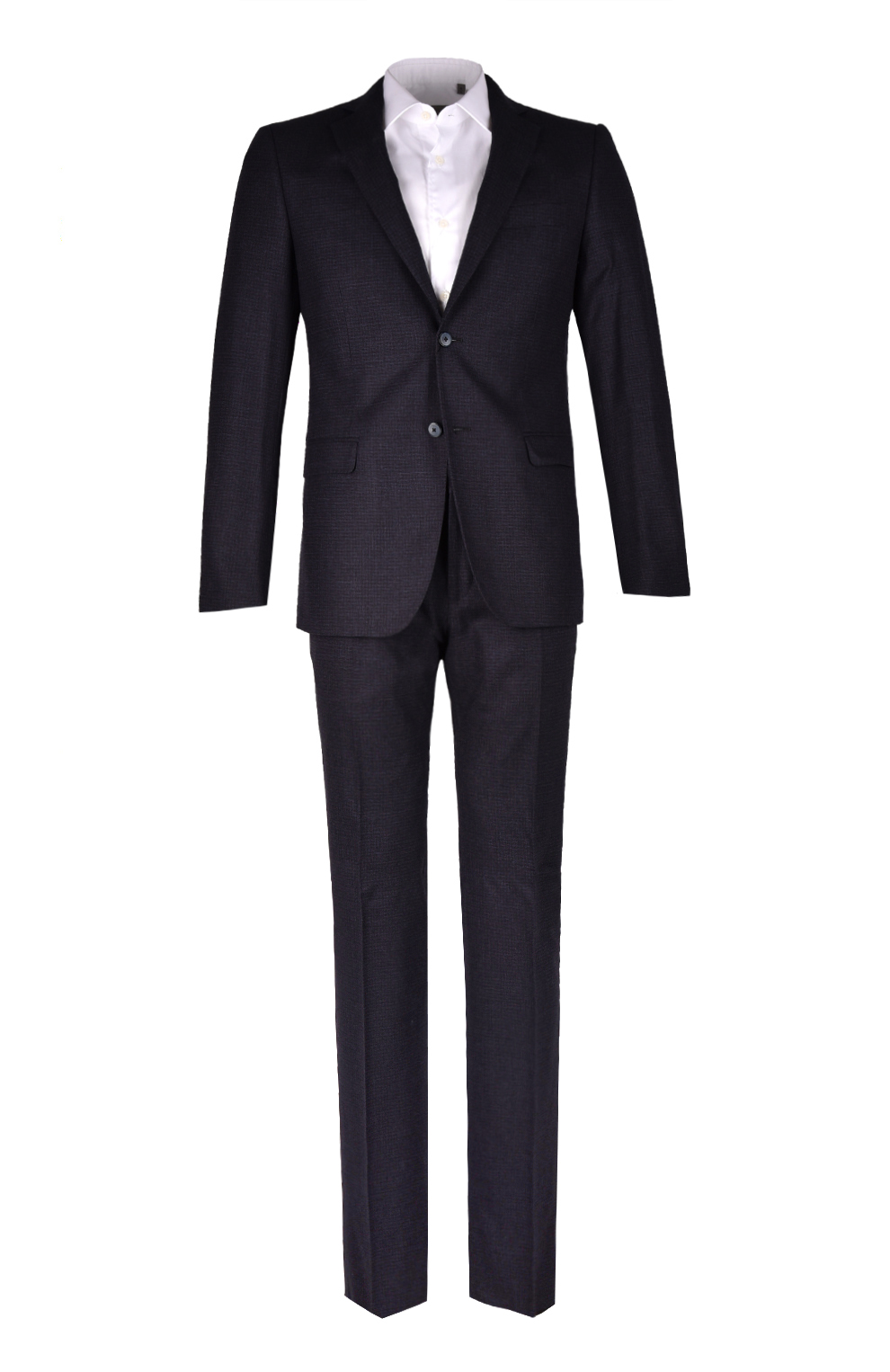 Шерстяной однобортный костюм в мелкую клетку