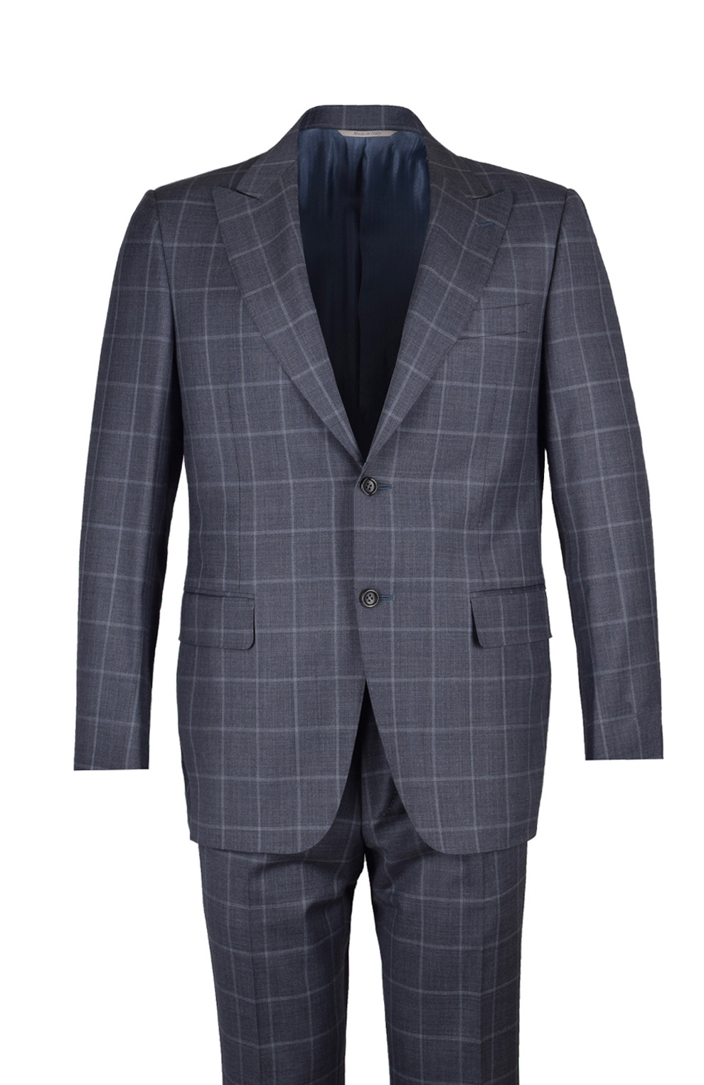 Шерстяной однобортный костюм в клетку