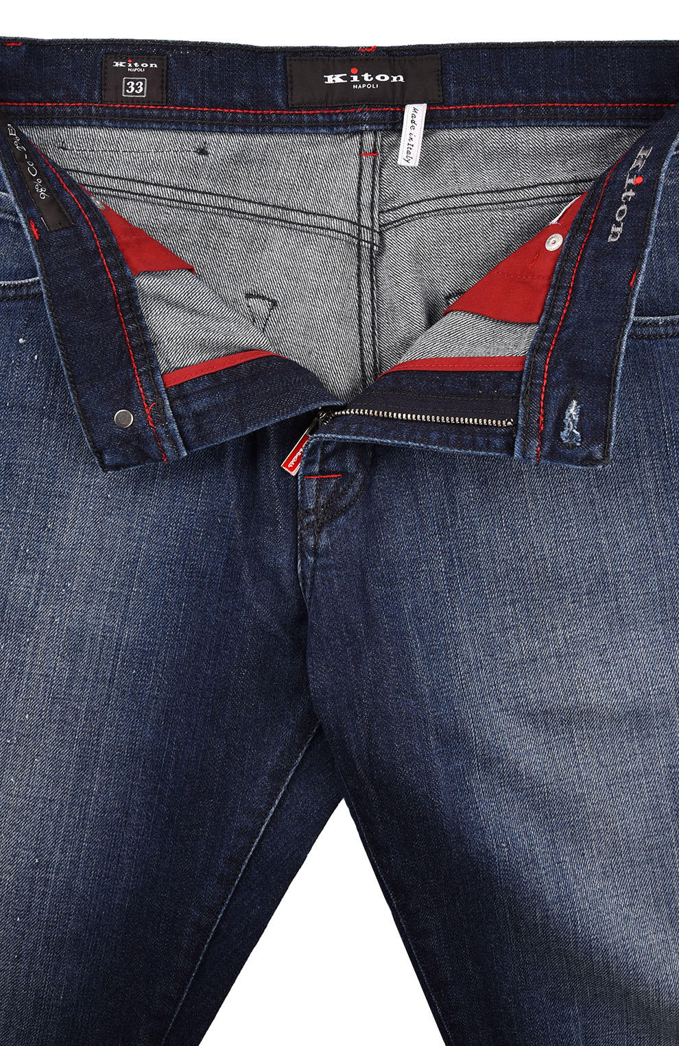 Джинсы прямого кроя с потертостями