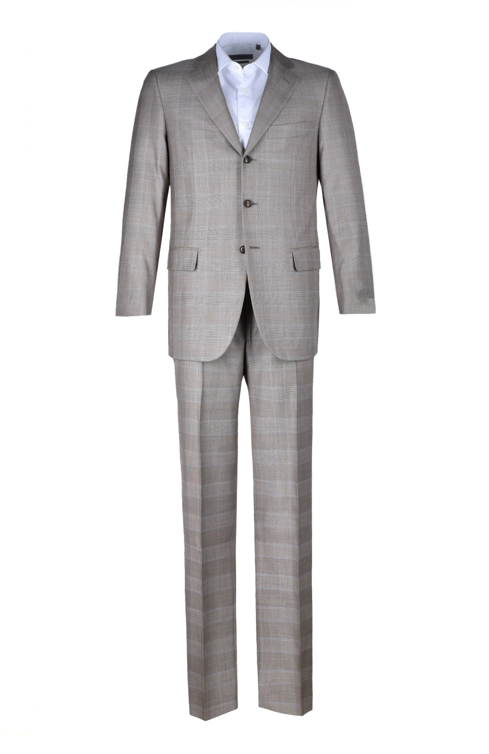 Однобортный костюм из смеси шерсти и шёлка в клетку