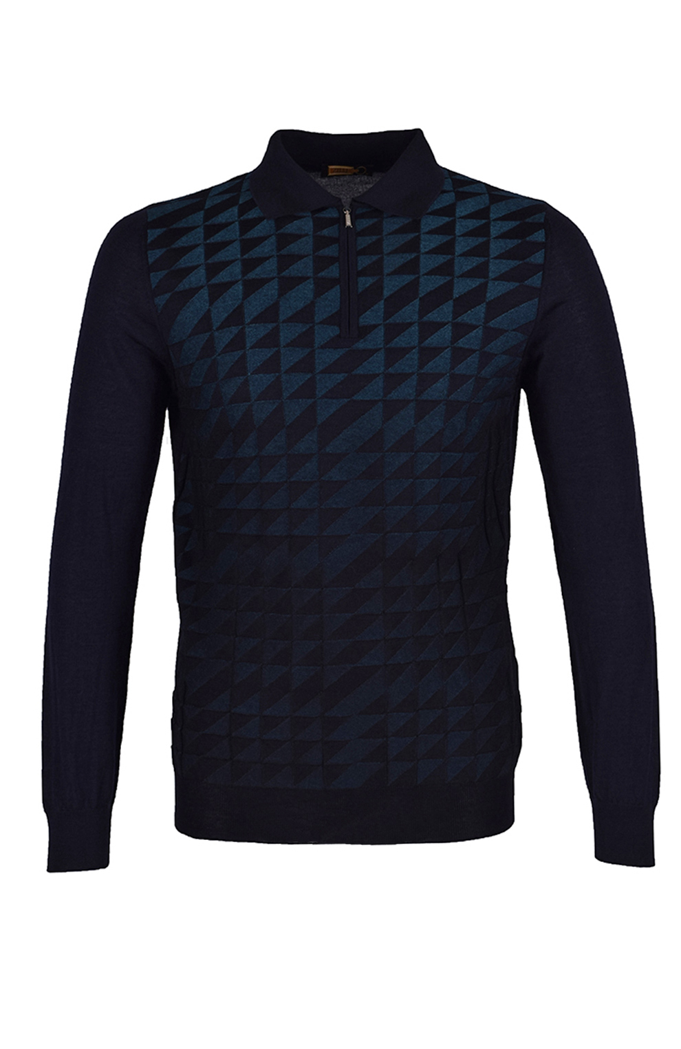 Поло с длинными рукавами из смеси кашемира и шелка