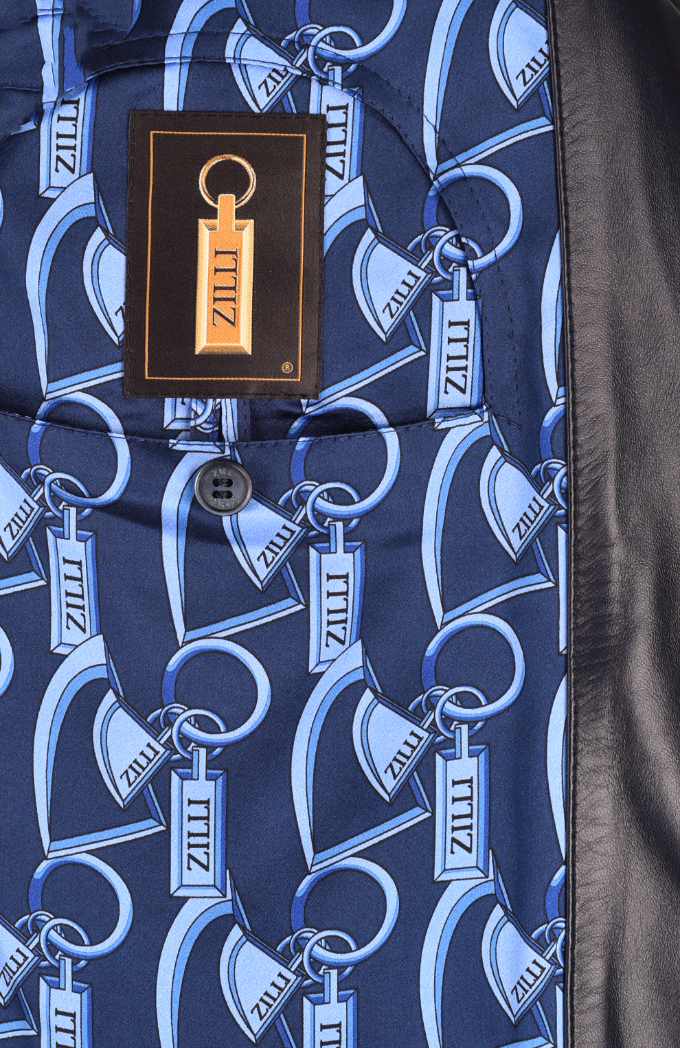 Шёлковый бомбер с отделкой из кожи