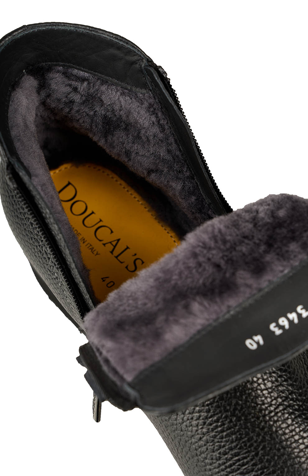 Ботинки из зернистой кожи с утеплением из овчины