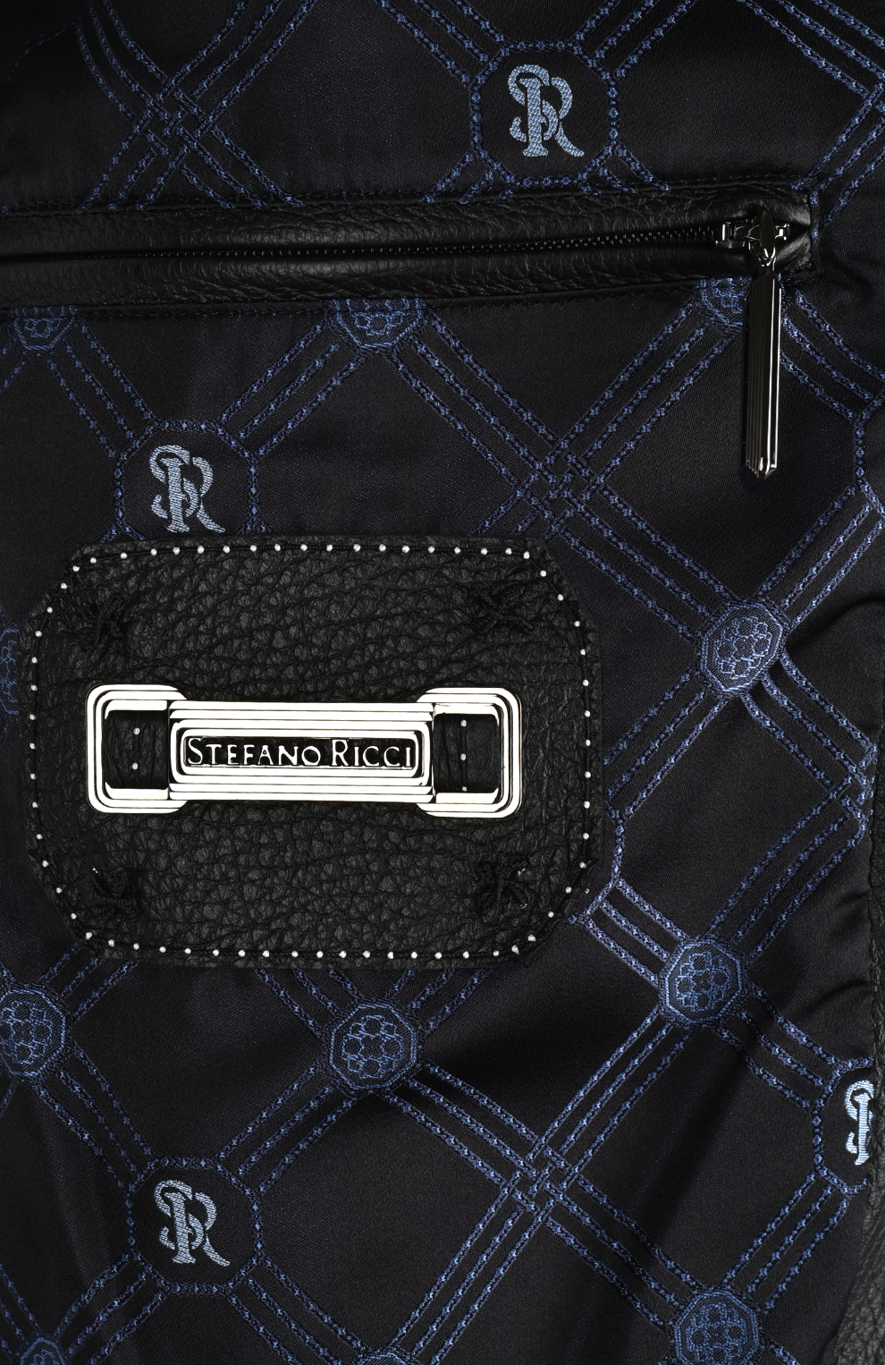 Пуховик-блузон из шёлка с отделкой из кожи оленя