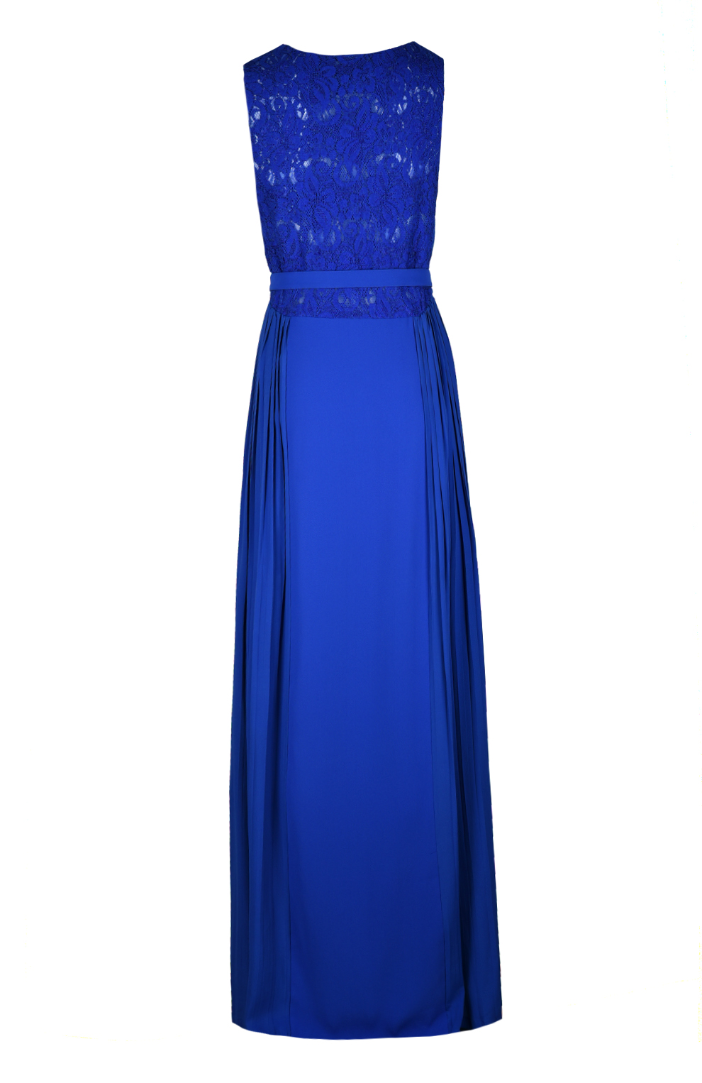 Платье-макси с плиссировкой и кружевной вставкой на спине