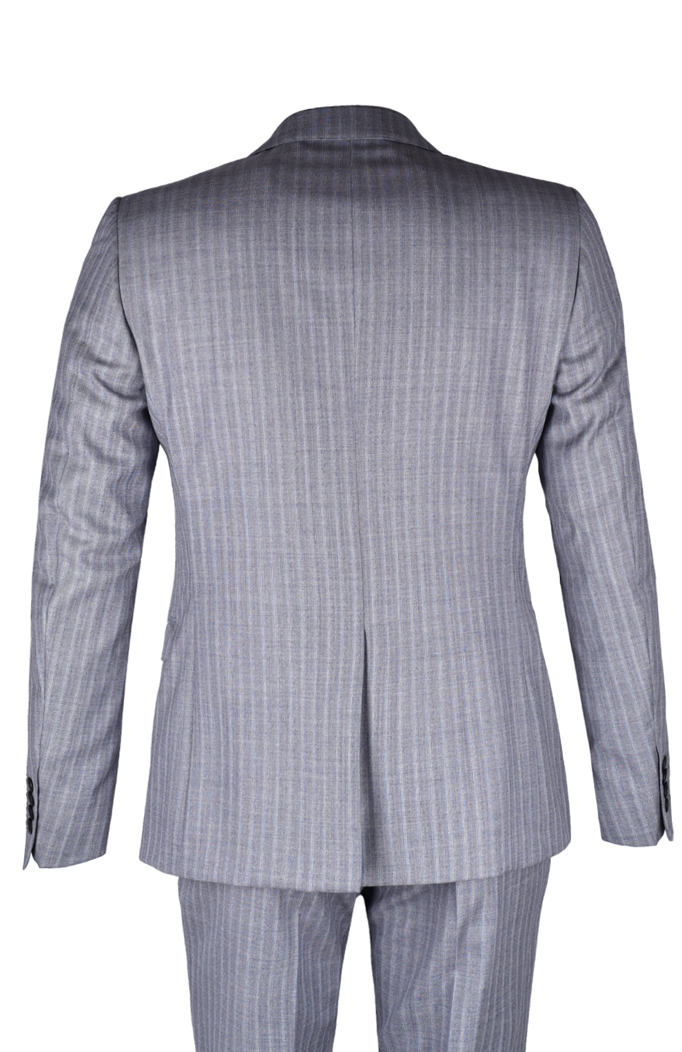 Шерстяной однобортный костюм в полоску