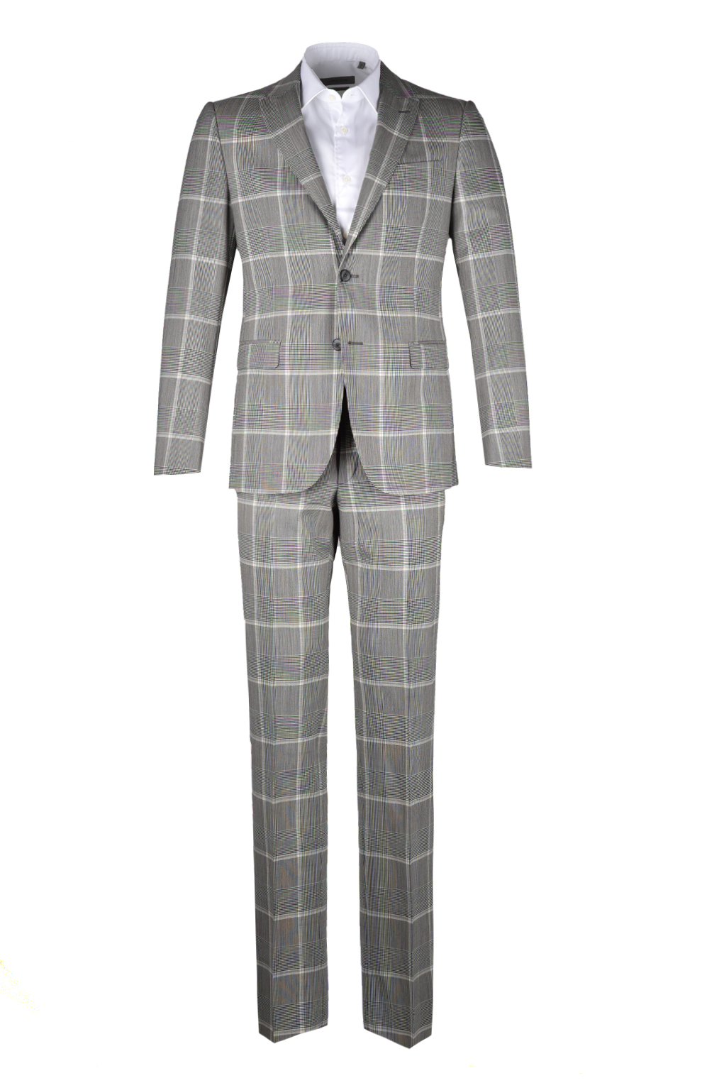 Шерстяной однобортный костюм в клетку