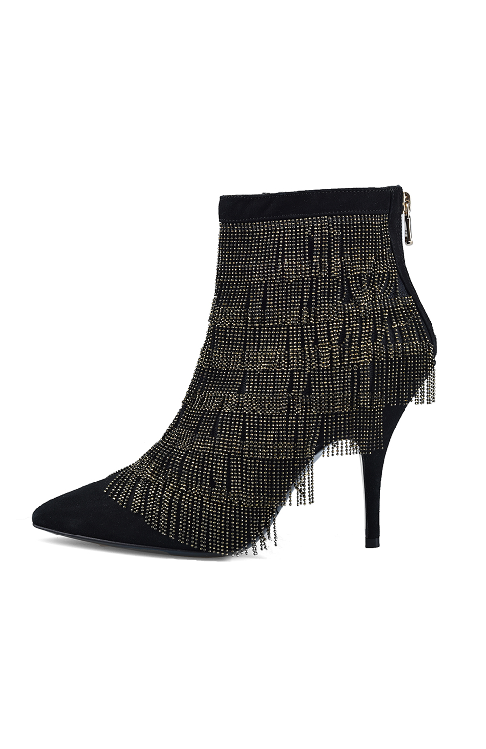 Ботильоны из замши с металлическим декором