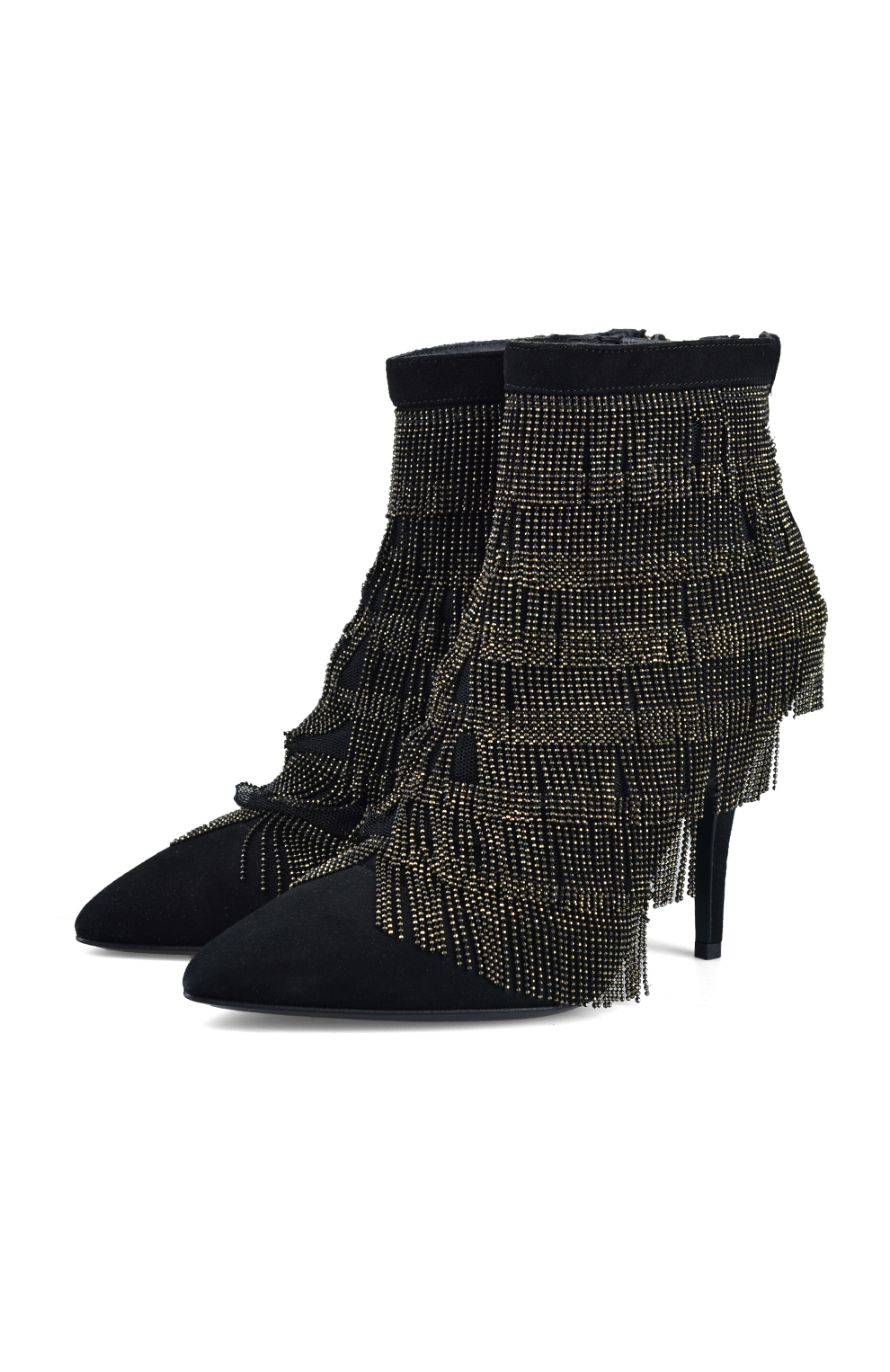 Ботильоны из замши с металлическим декором