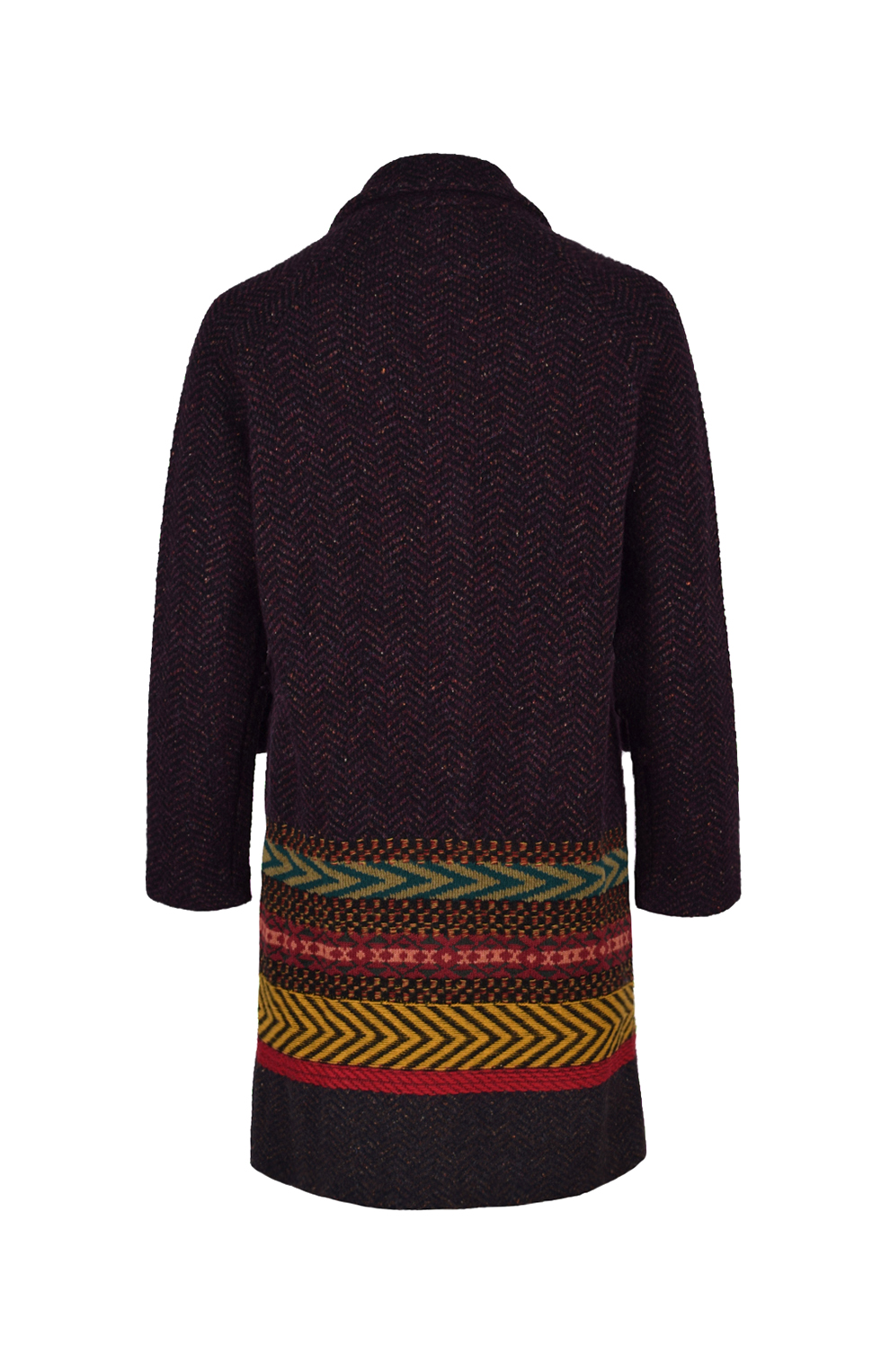 Пальто из шерстяного трикотажа с принтом