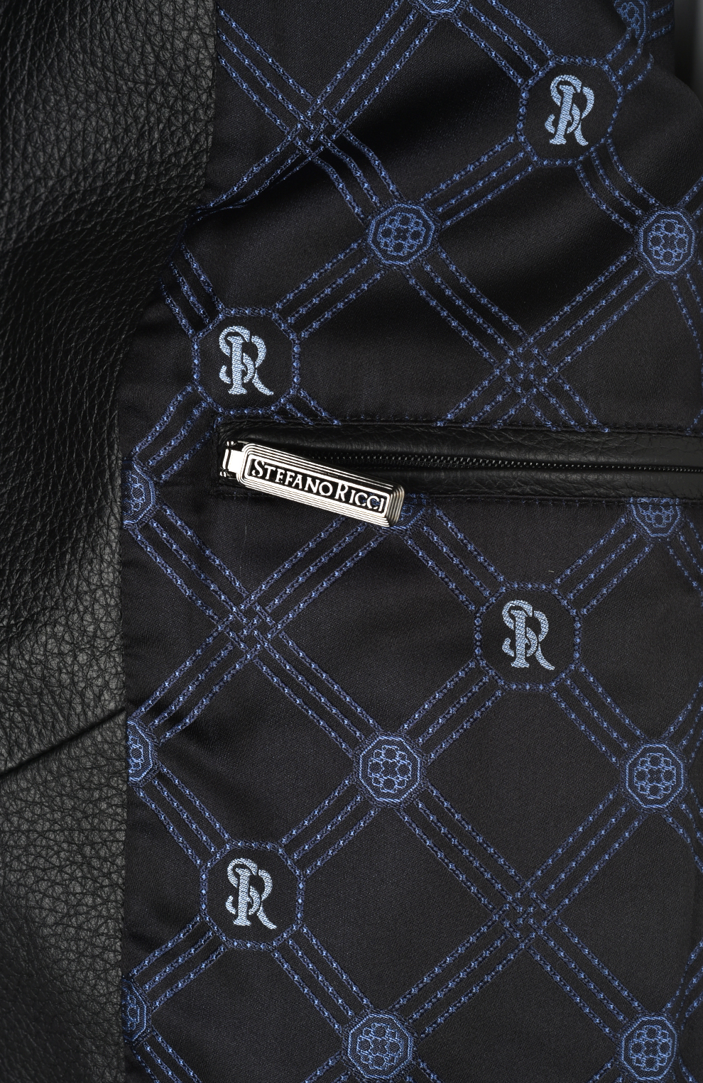 Пуховик-блузон из шёлка с отделкой из кожи оленя