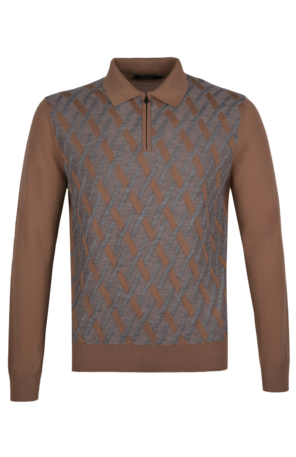 Трикотажное поло на молнии из смеси шерсти, кашемира и шёлка