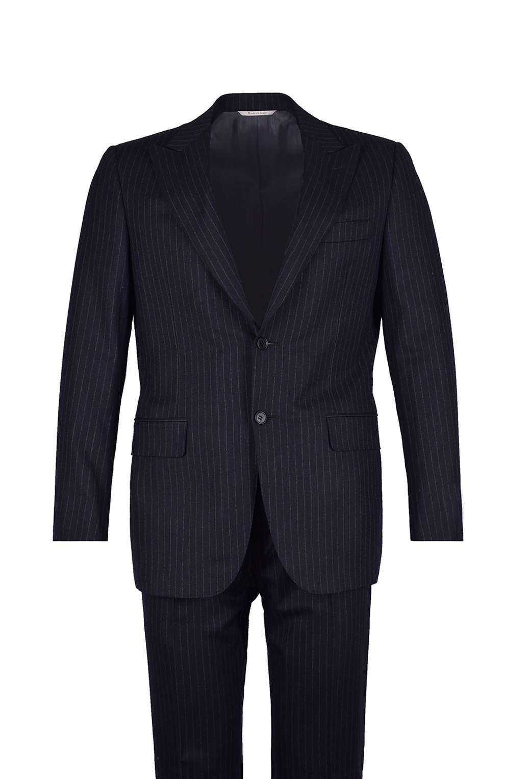 Шерстяной однобортный костюм в полоску