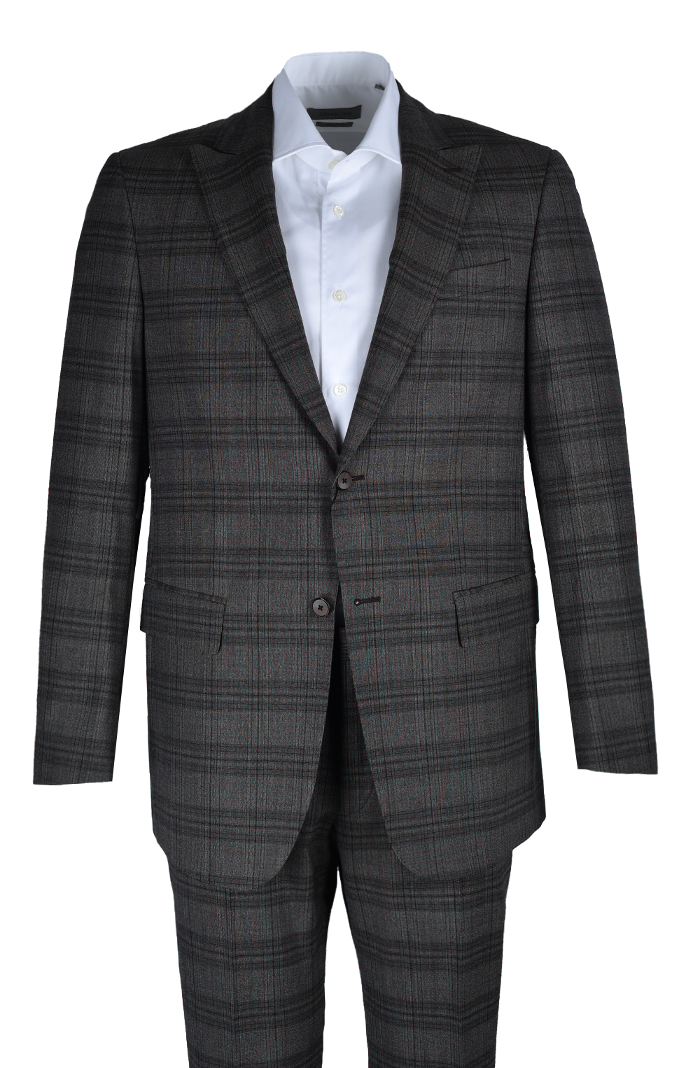 Шерстяной однобортный костюм в клетку