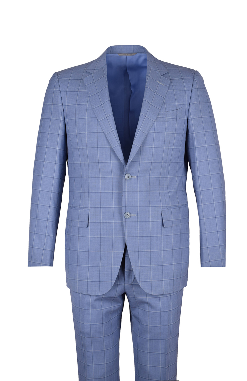 Шерстяной однобортный костюм в клетку