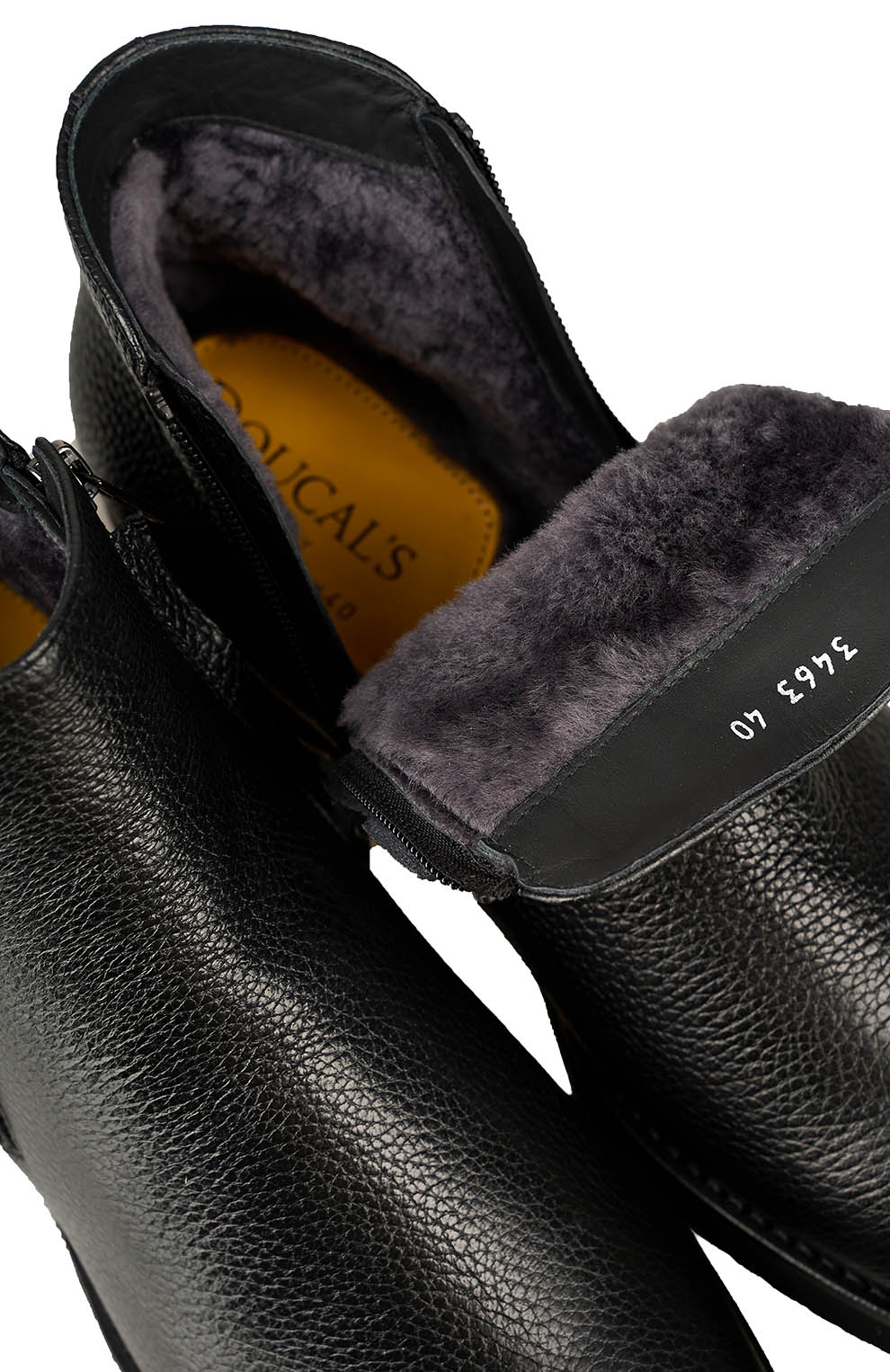 Ботинки из зернистой кожи с утеплением из овчины