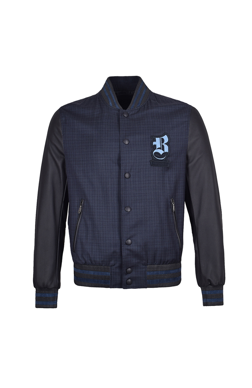 Бомбер с рукавами из кожи оленя