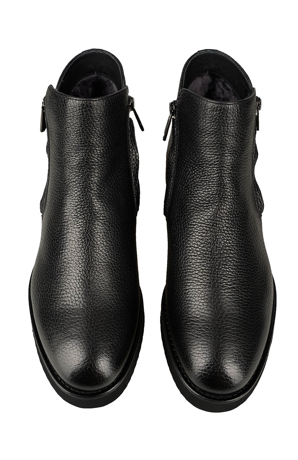 Ботинки из зернистой кожи с утеплением из овчины