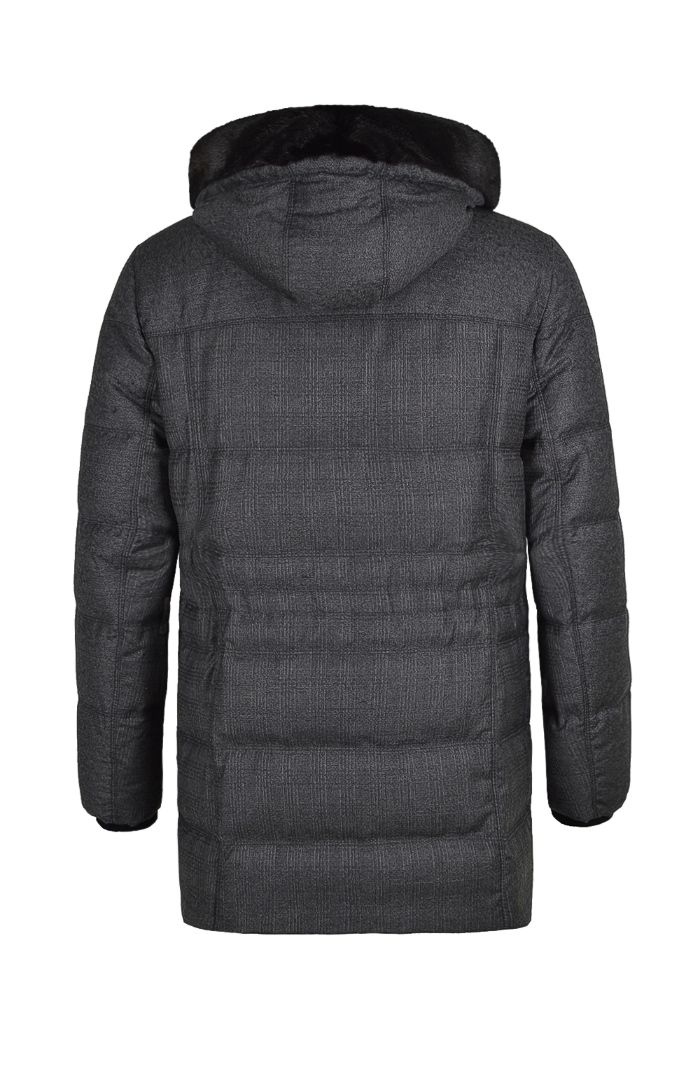 Пуховик из шерсти с отделкой из меха норки