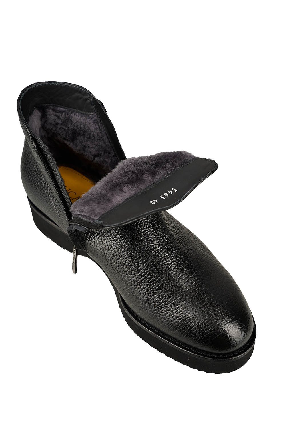 Ботинки из зернистой кожи с утеплением из овчины