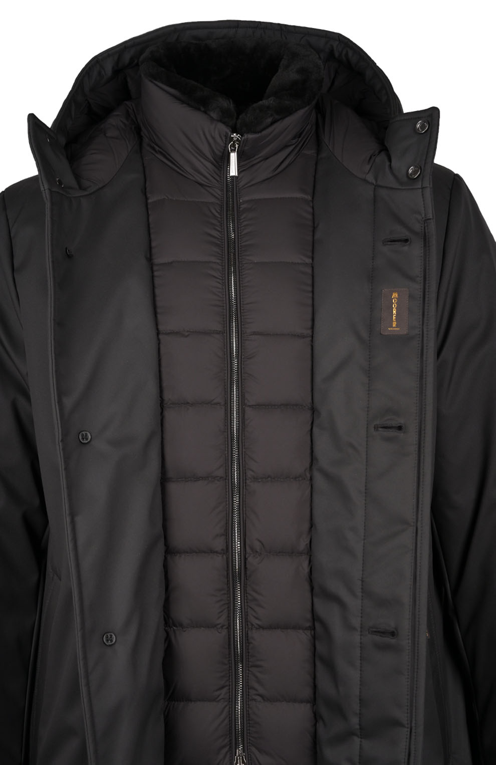 Пуховое пальто с меховым воротником