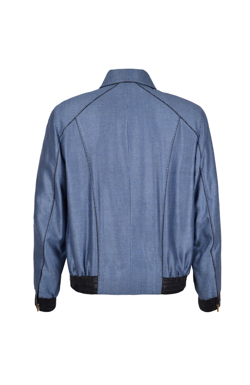 Шёлковый бомбер с отделкой из кожи