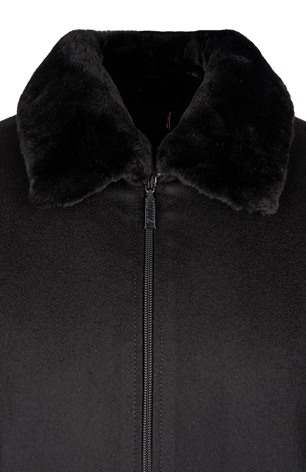 Куртка из кашемира с воротником из меха бобра