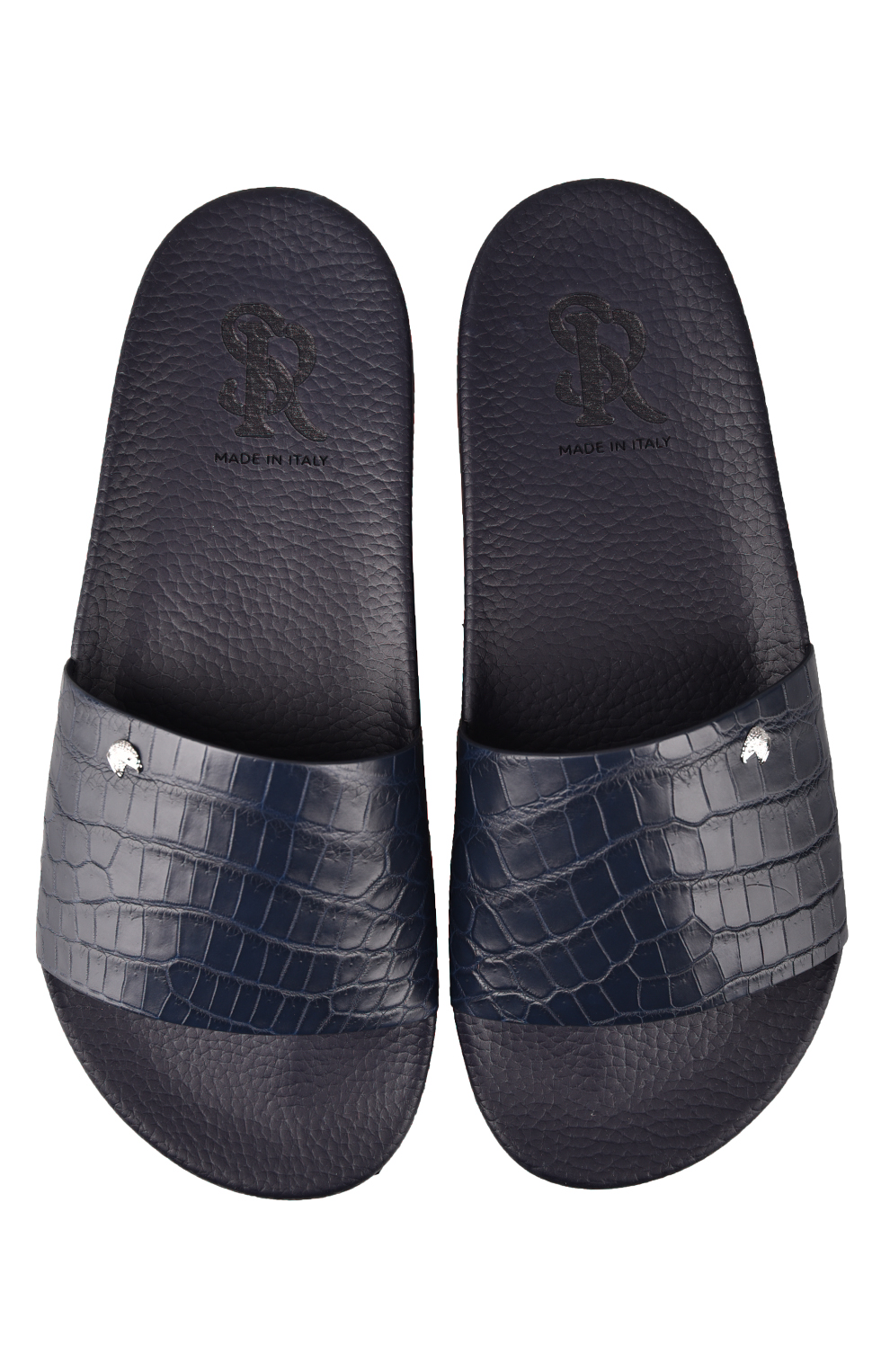 Шлёпанцы с мыском из кожи крокодила
