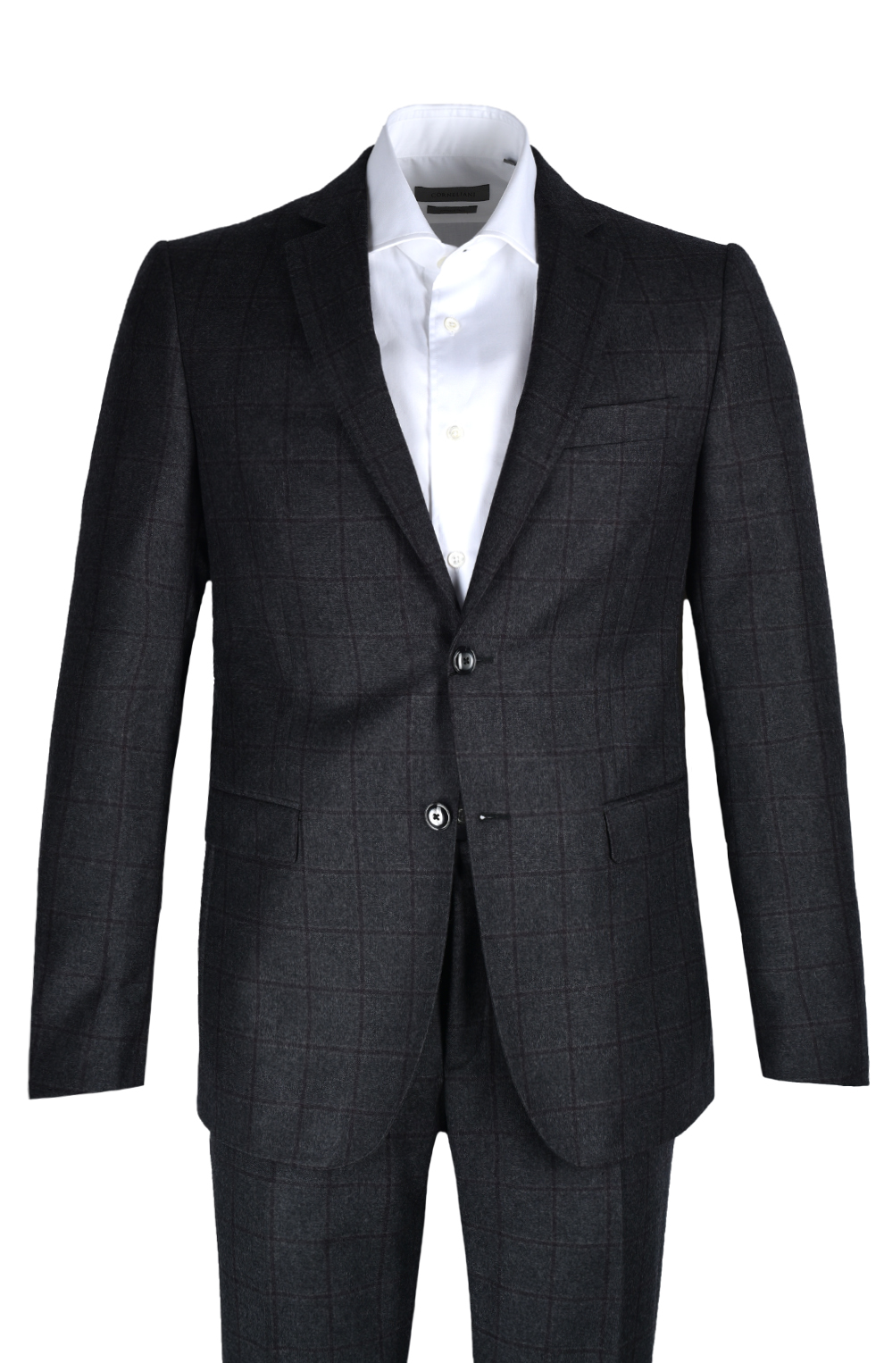 Шерстяной однобортный костюм в клетку