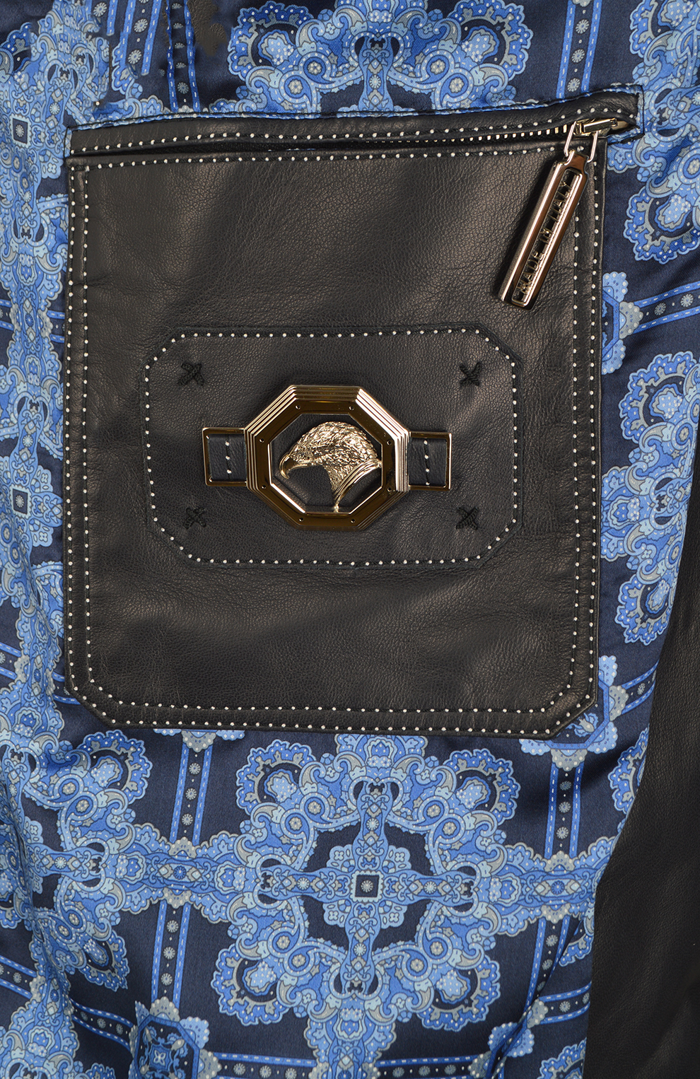 Куртка-бомбер из замши и кожи