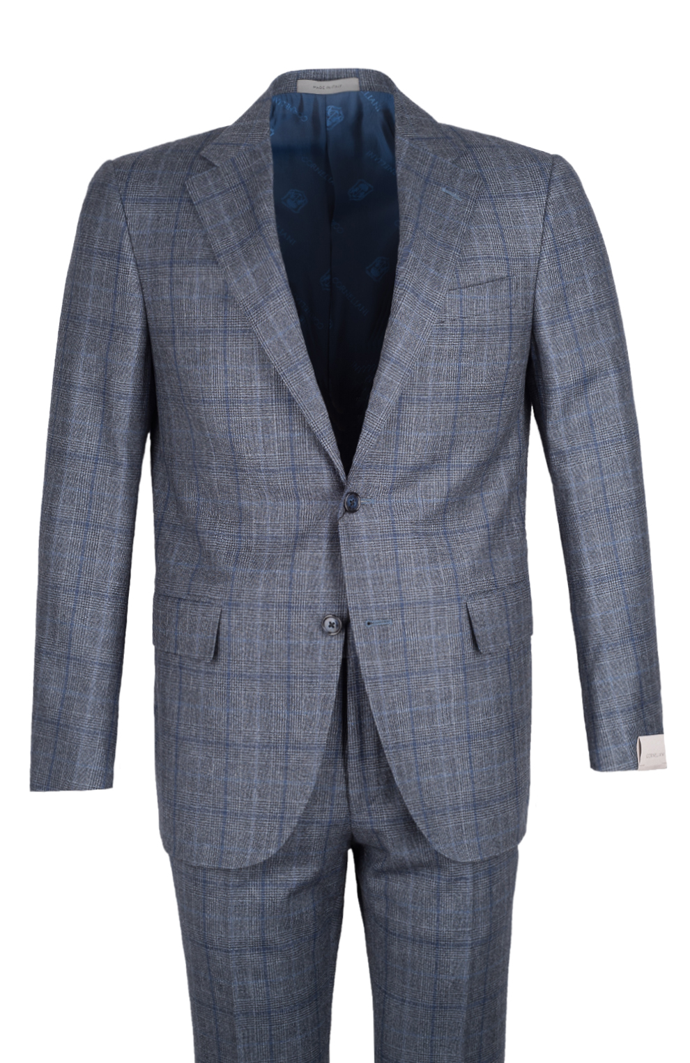 Шерстяной однобортный костюм в клетку