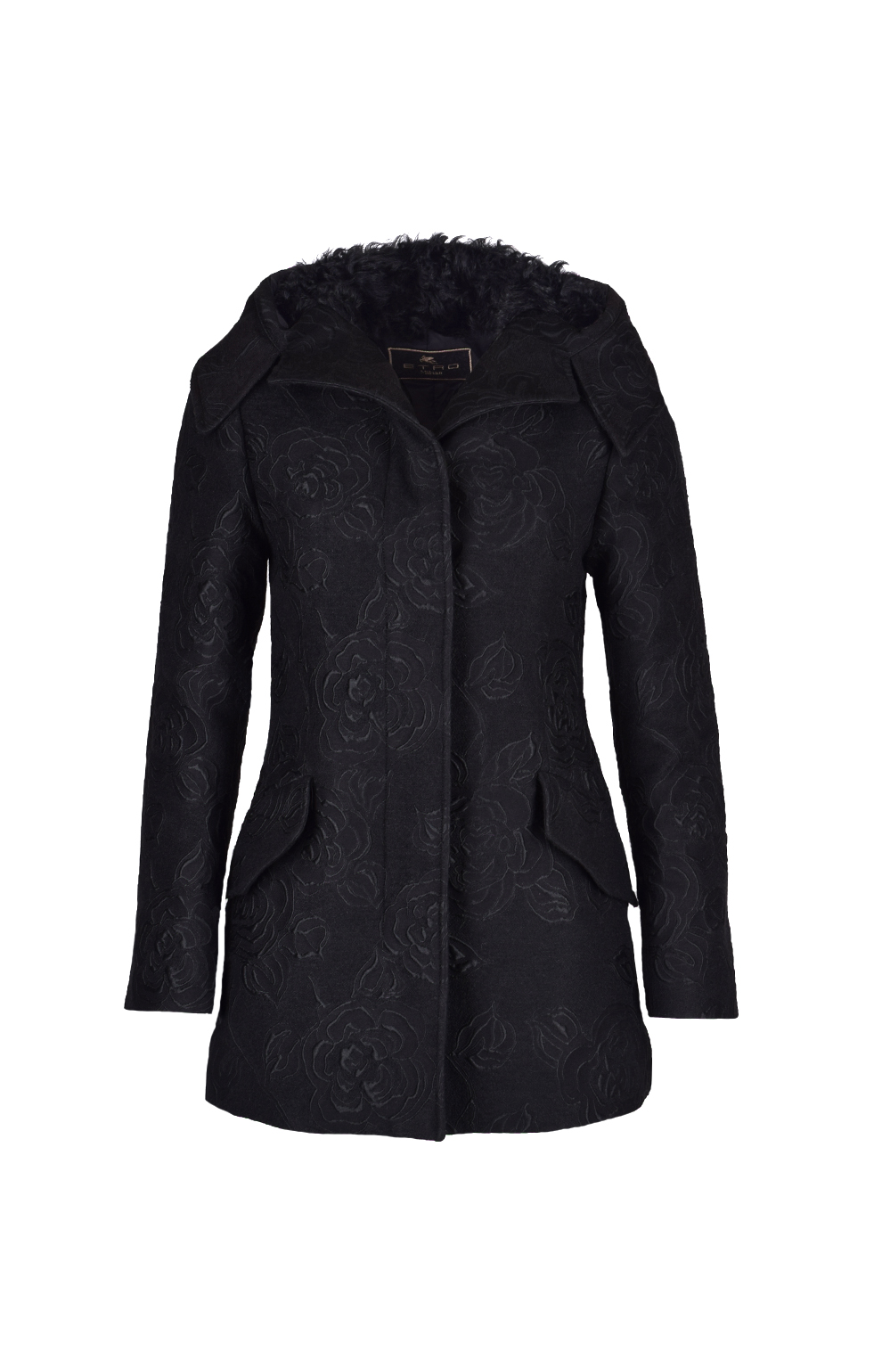 Пальто из ткани с жаккардовой фактурой