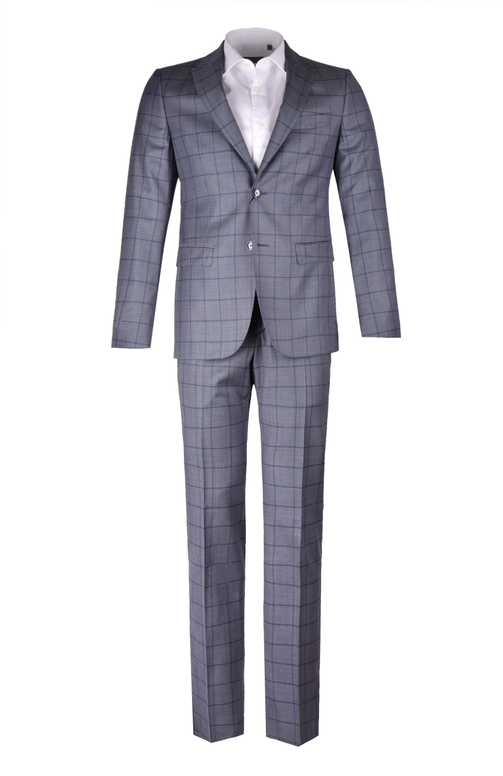 Шерстяной однобортный костюм в клетку