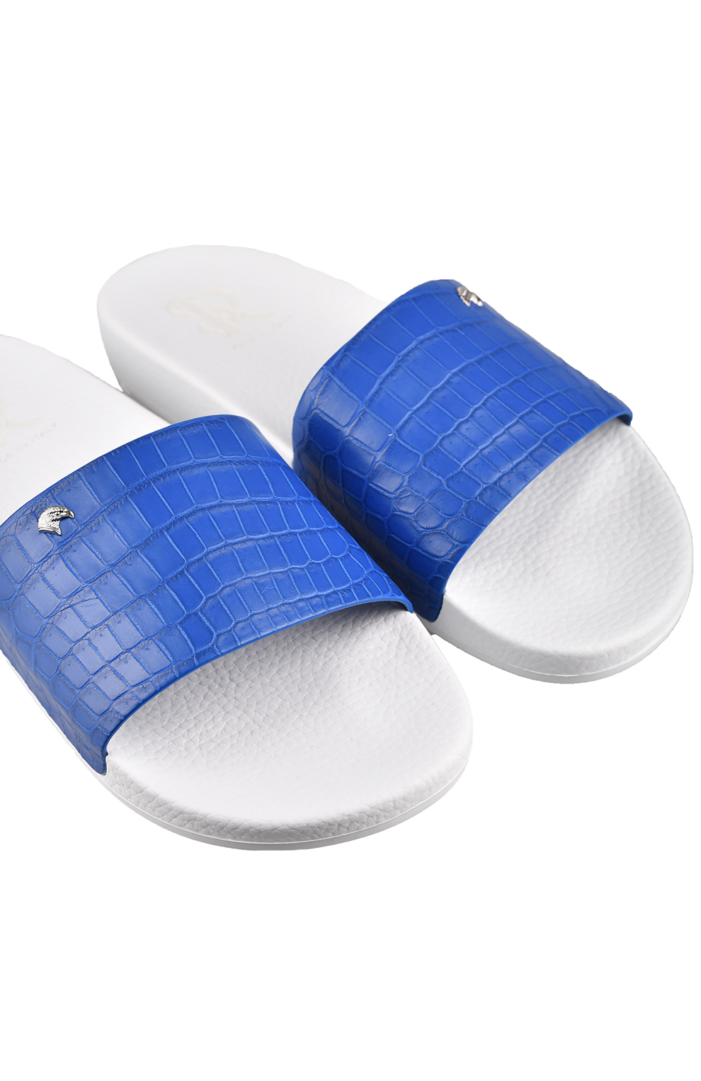 Шлёпанцы с мыском из кожи крокодила