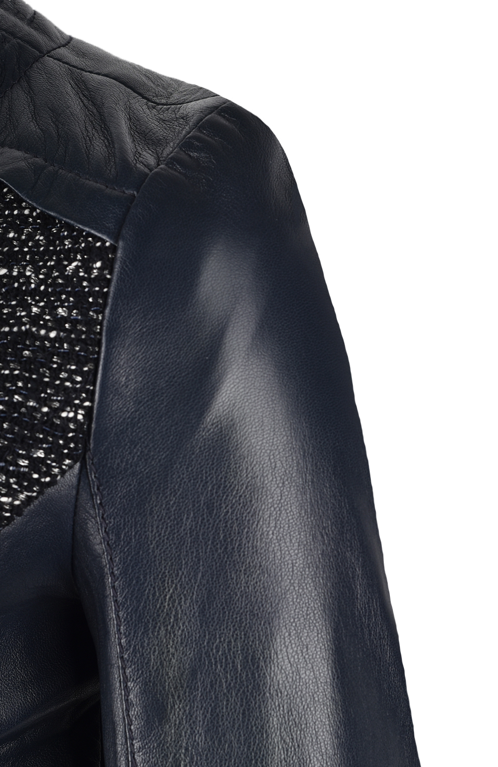 Кожаная куртка со вставками из трикотажа