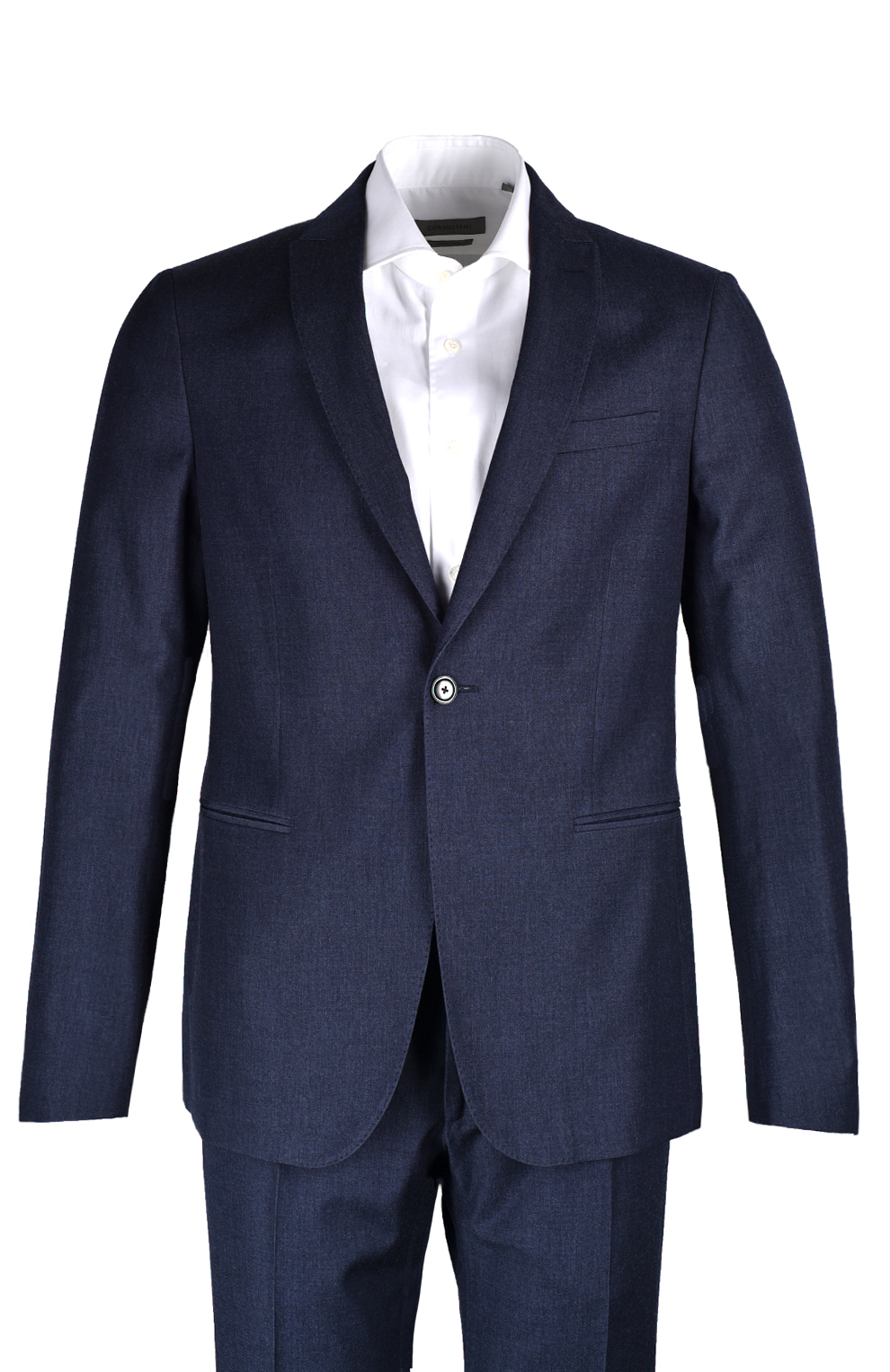 Шерстяной однобортный костюм с меланжевым эффектом