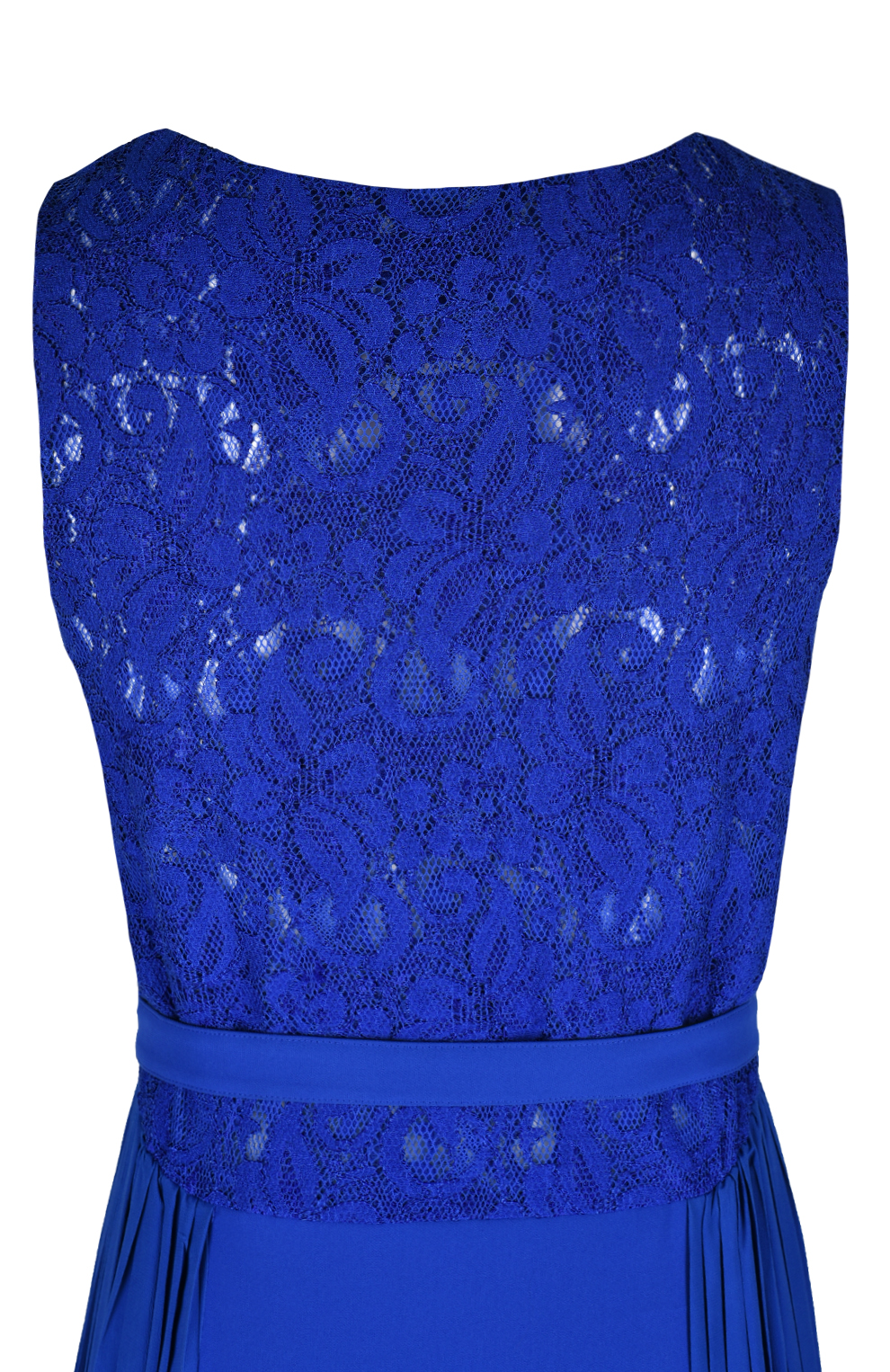 Платье-макси с плиссировкой и кружевной вставкой на спине