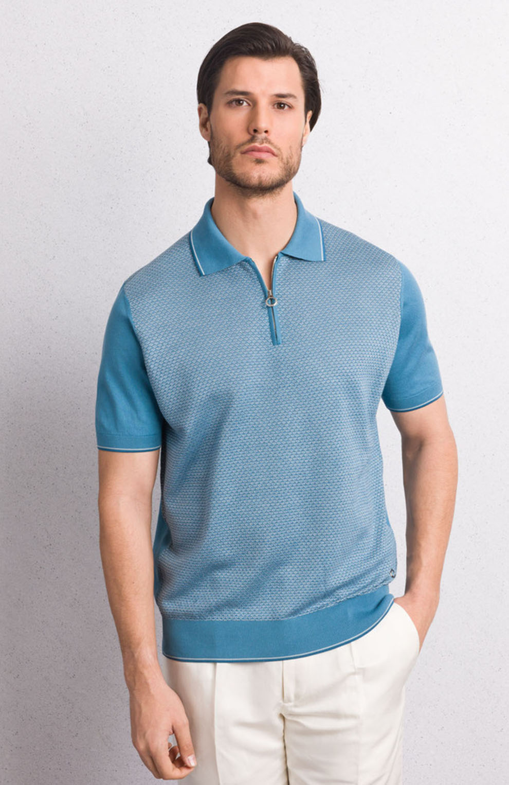 Поло из смеси хлопка и шёлка