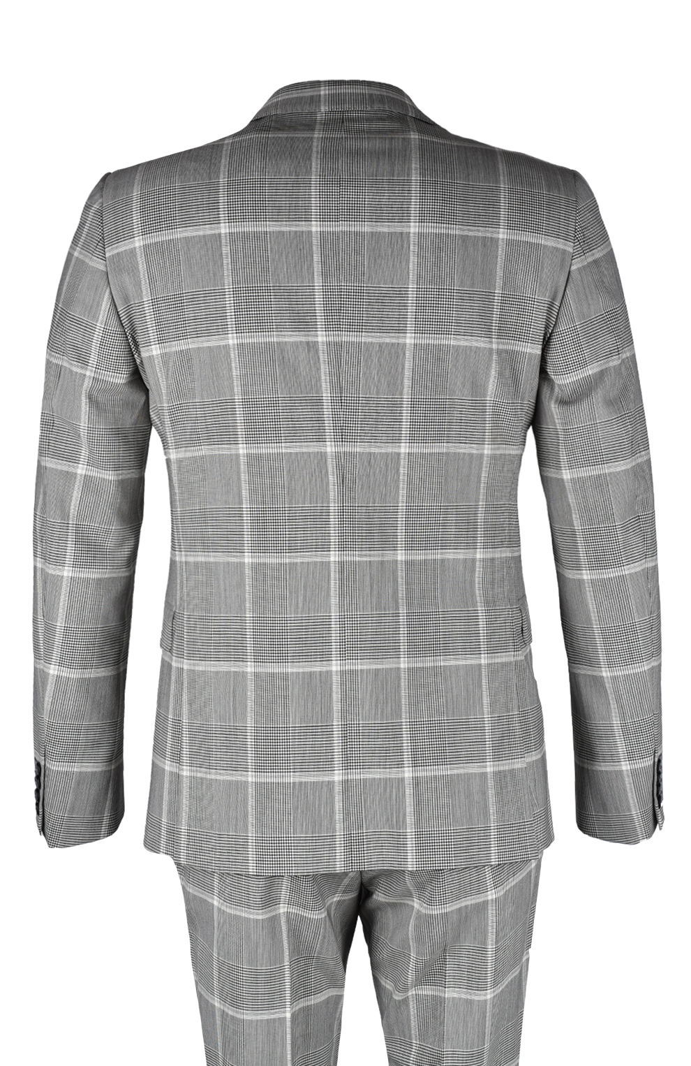Шерстяной однобортный костюм в клетку