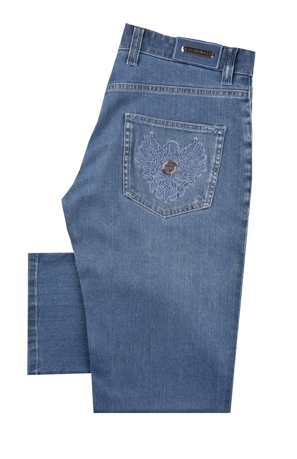 Джинсы с вышивкой на заднем кармане