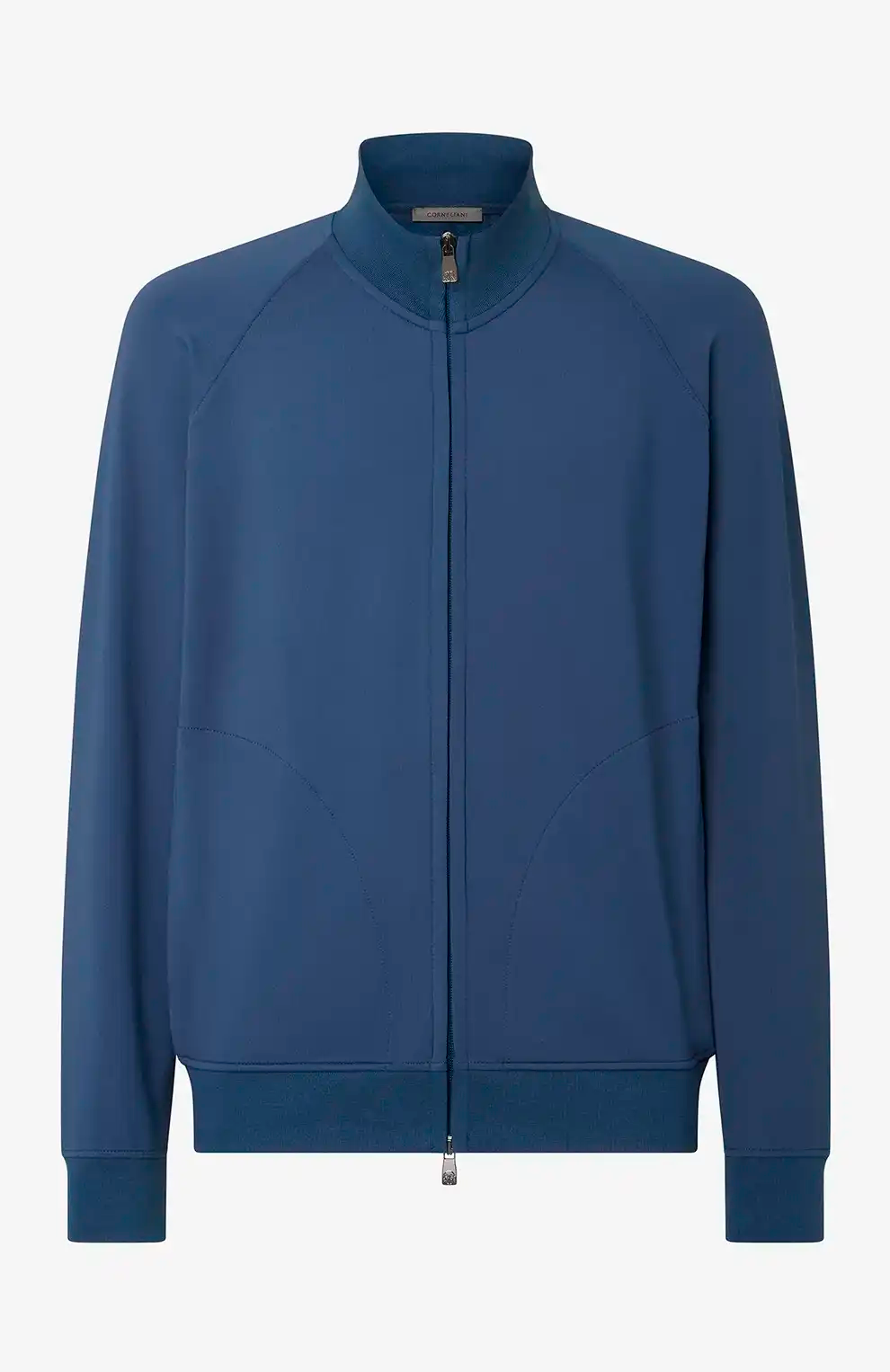 Спортивный костюм из эластичного хлопка и нейлона синего цвета