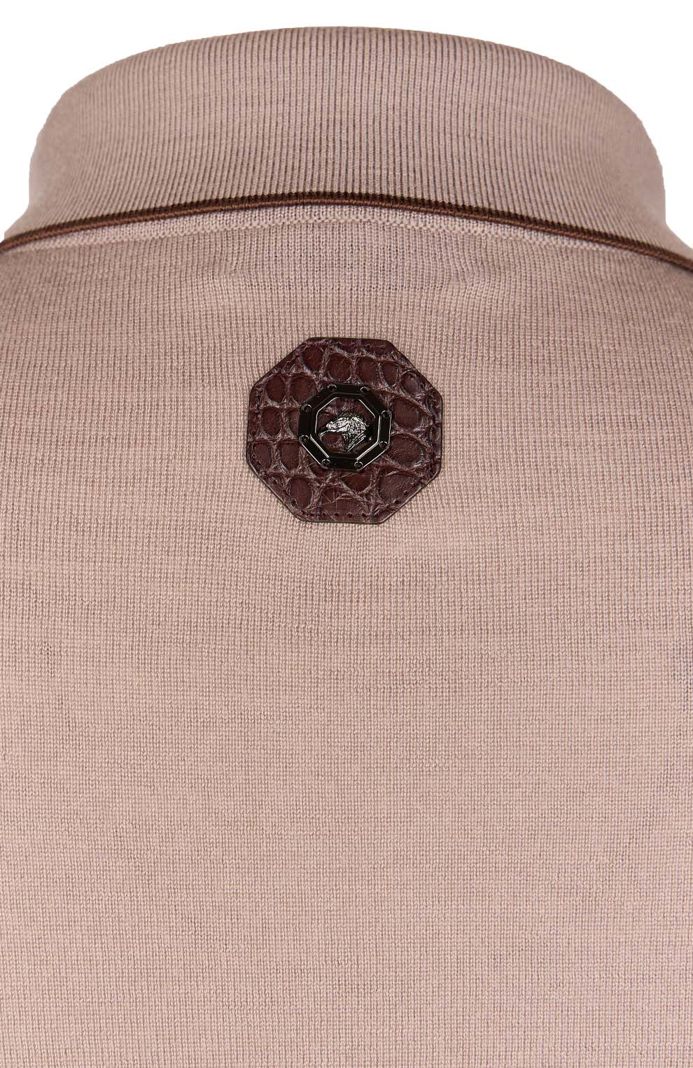 Поло из смеси шерсти и шелка с декором из кожи американского аллигатора