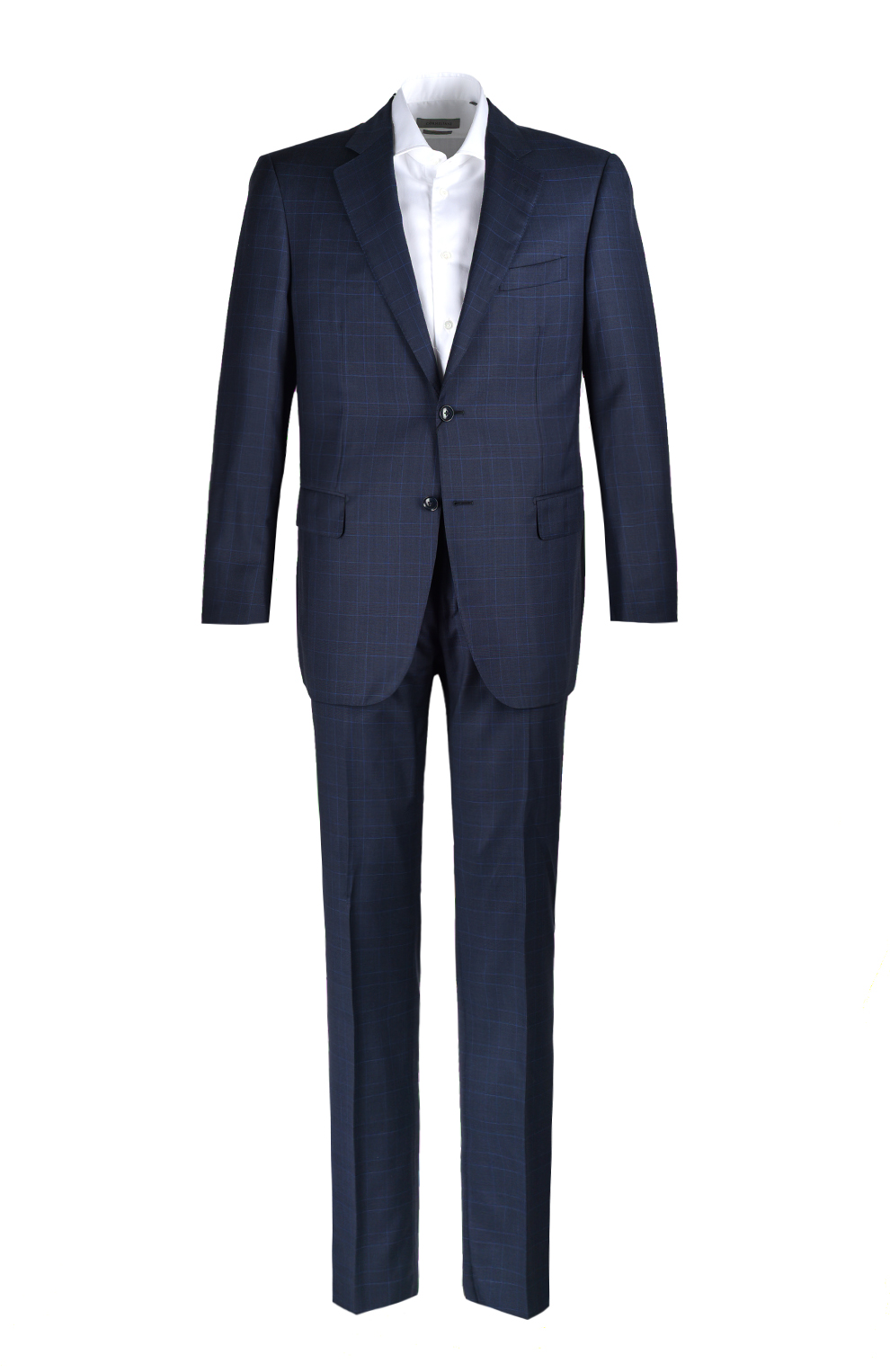 Шерстяной однобортный костюм в клетку