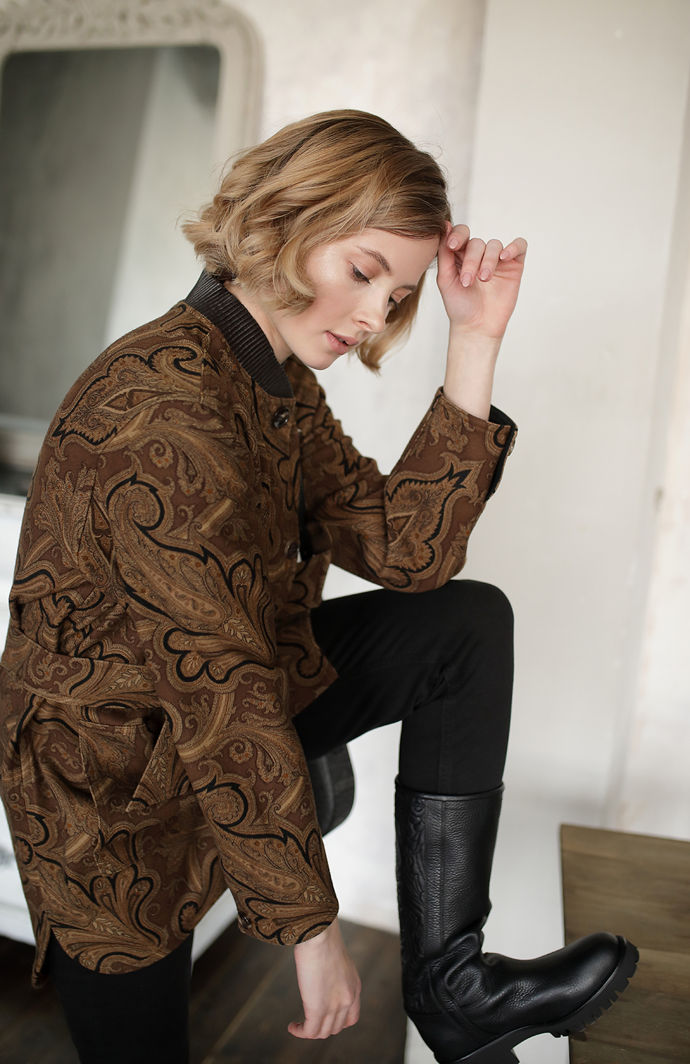 Пальто с узором пейсли