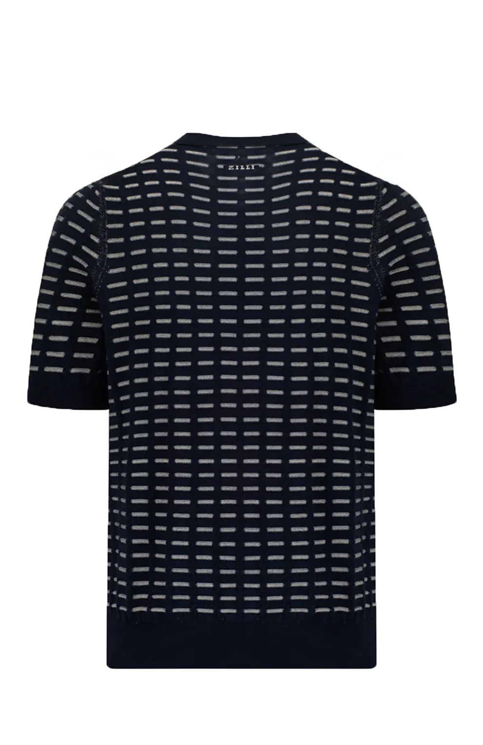 Поло из смеси шёлка и хлопка с геометрическим узором