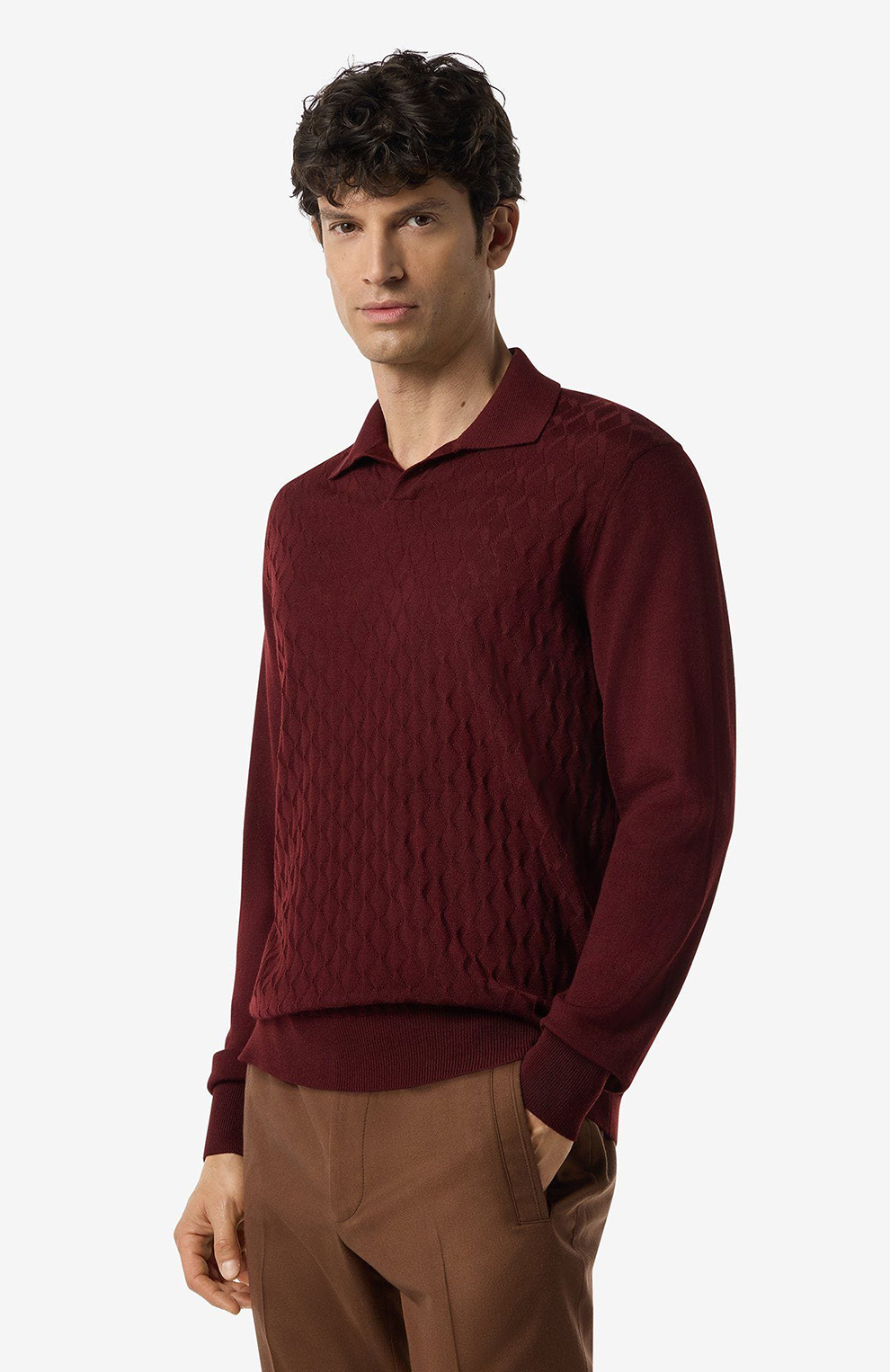 Поло без пуговиц из тонкой камвольной шерсти