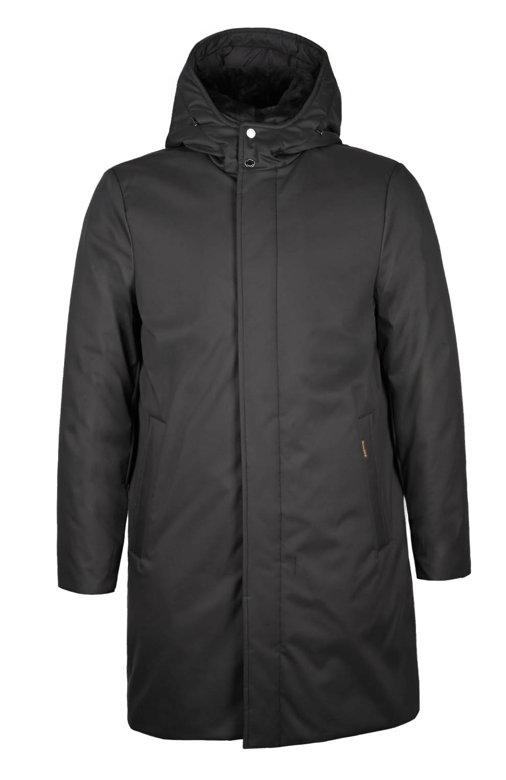 Пуховое пальто с меховым воротником