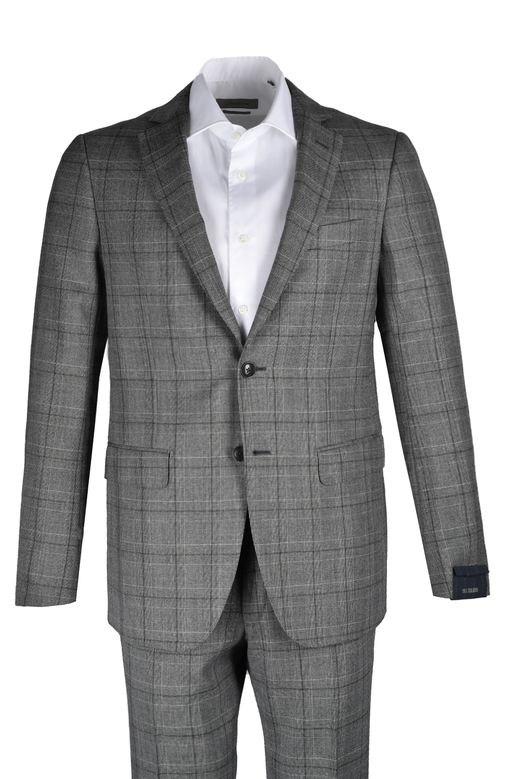 Шерстяной однобортный костюм в клетку